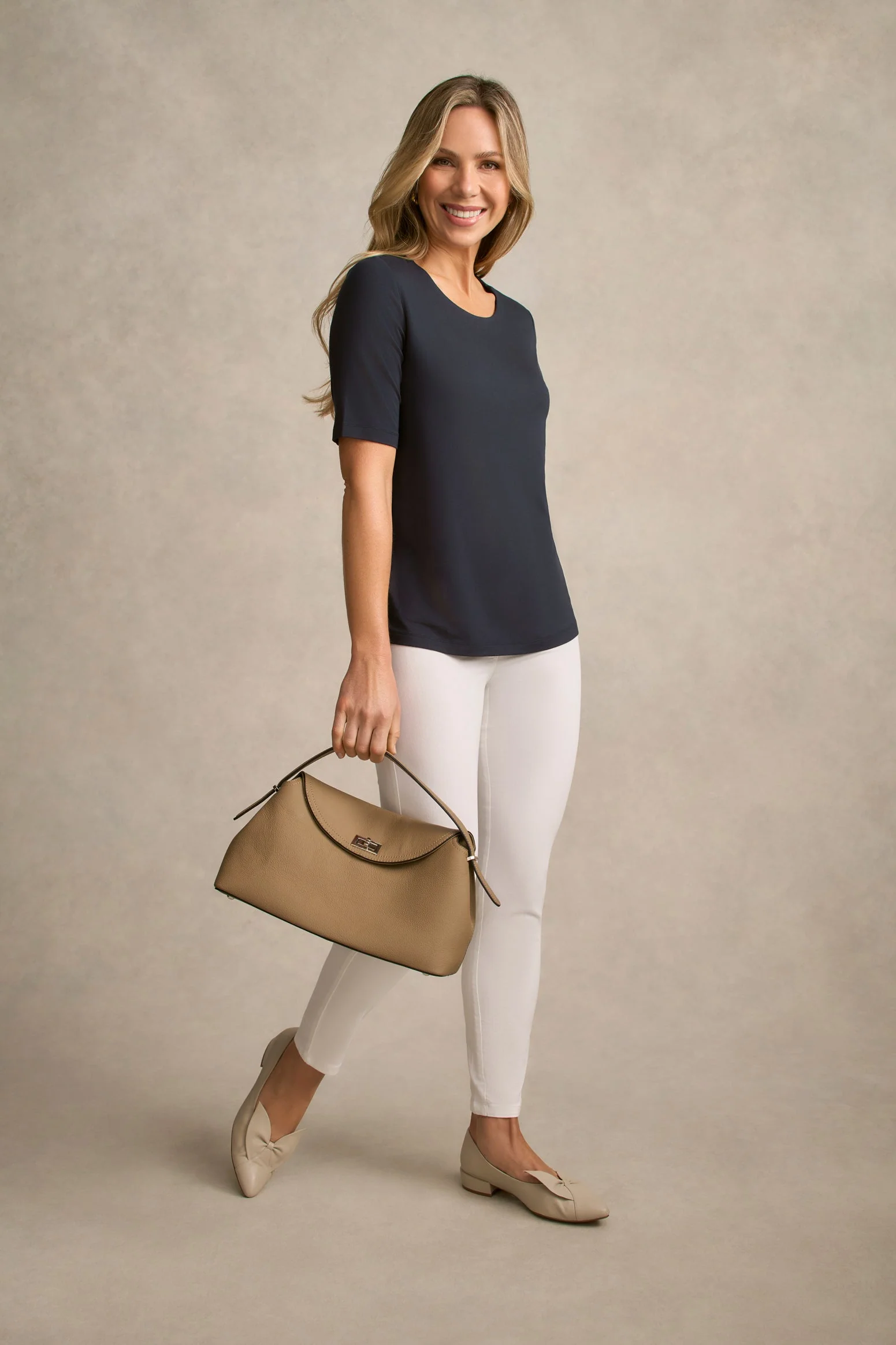 Half Sleeve Round Neck Tee - Ink - Image 5