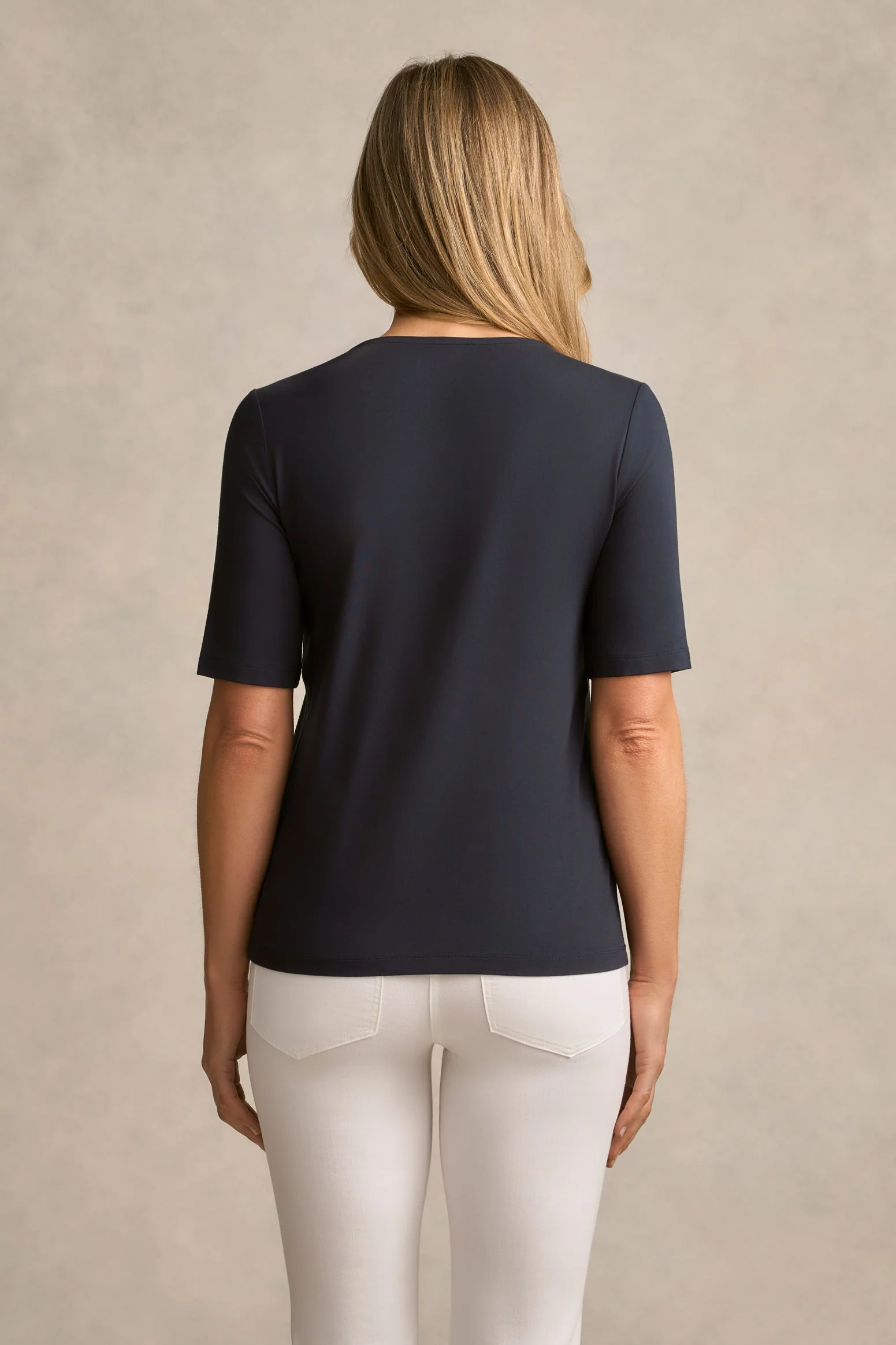 Half Sleeve Round Neck Tee - Ink - Image 6