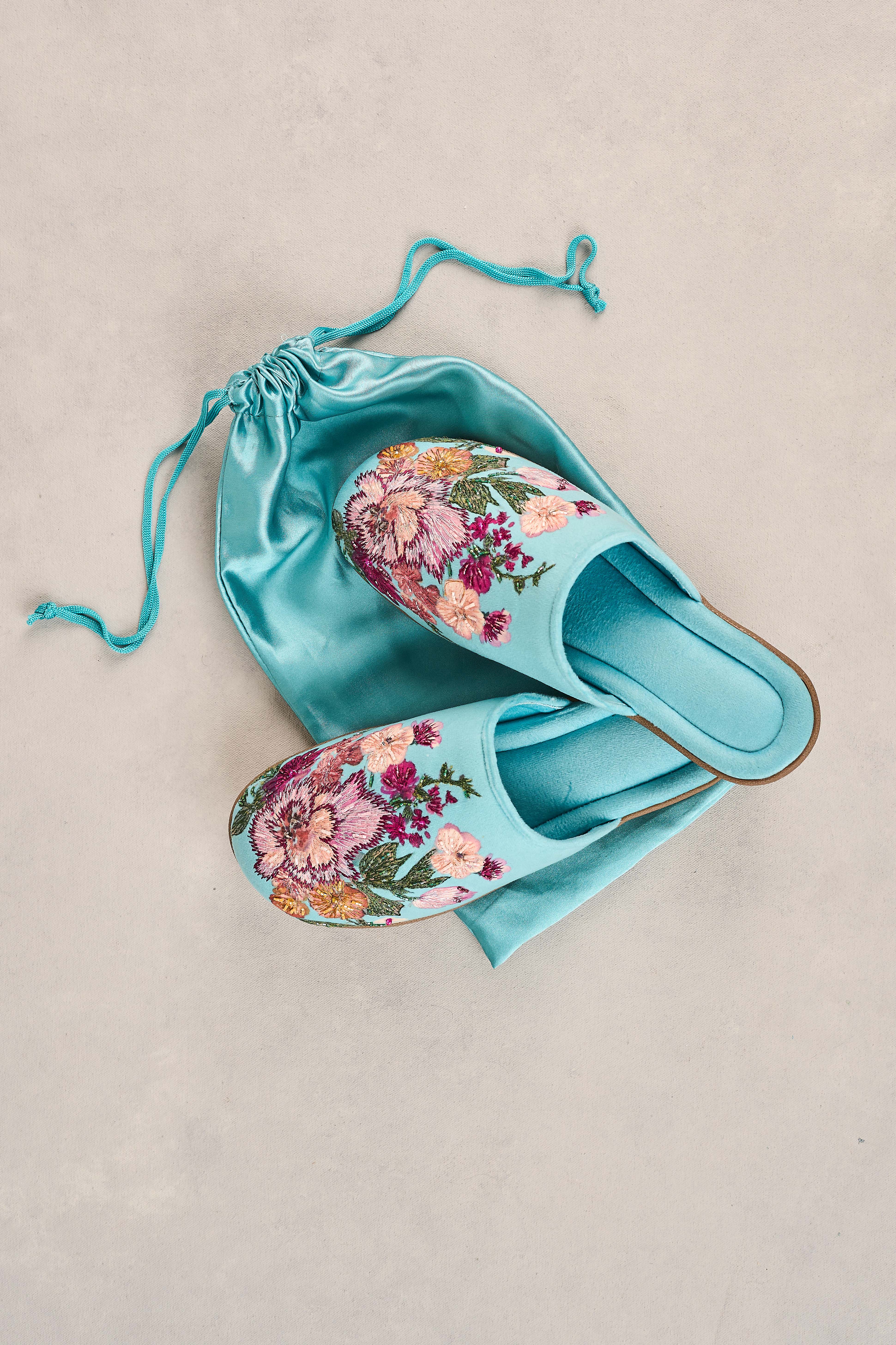 Azure Floral Slippers - Image 6