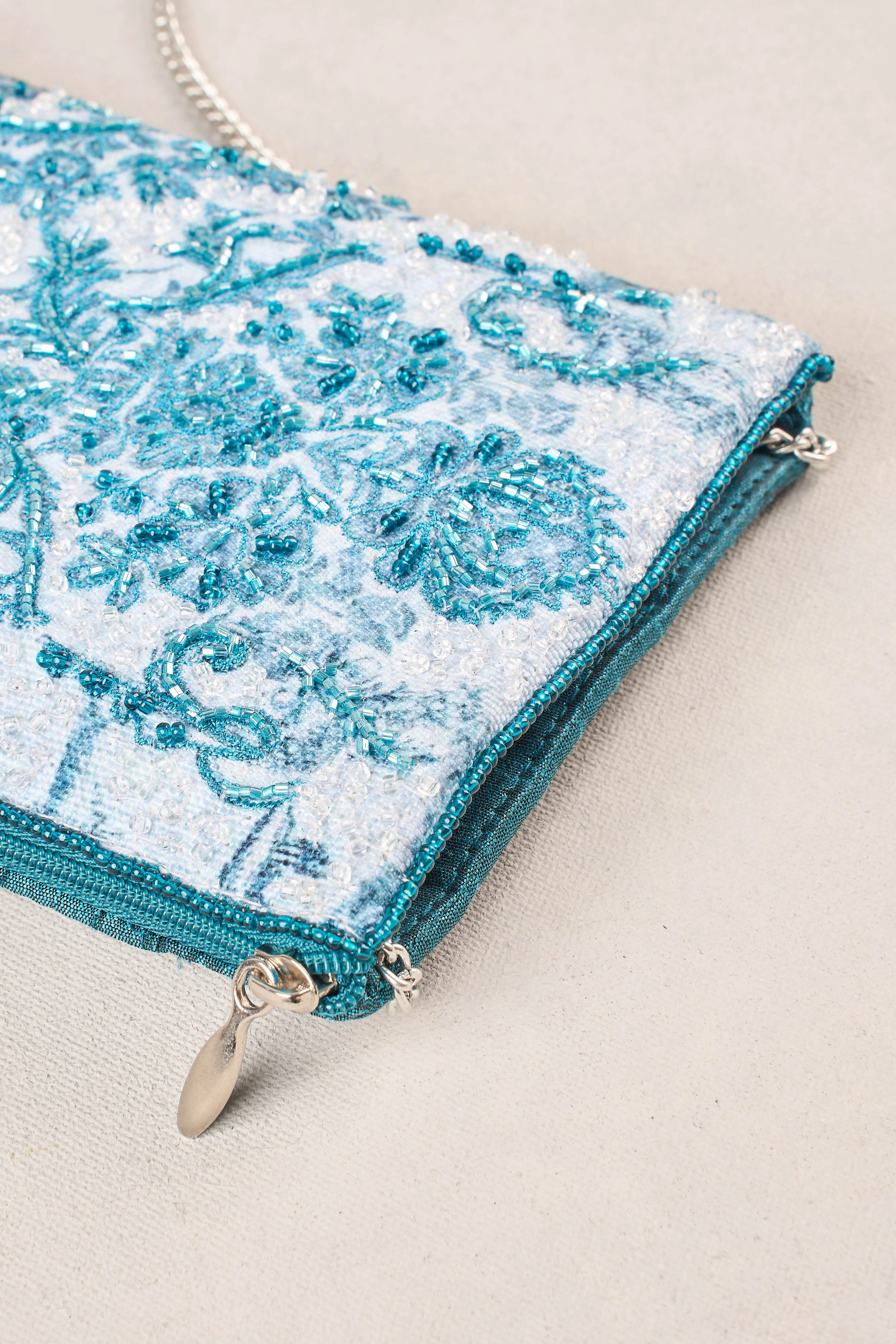 Baroque Print Cos Bag - Light Blue - Image 3