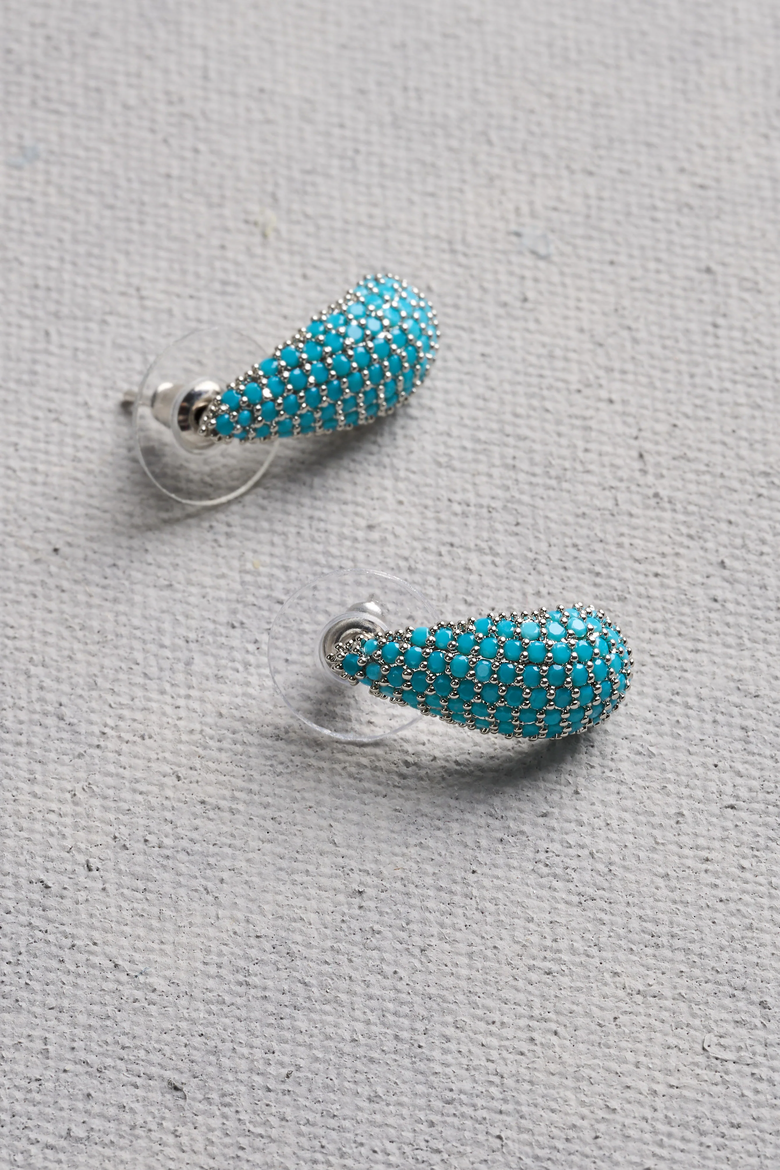 Beaded Tear Drop Studs - Aqua - Image 4