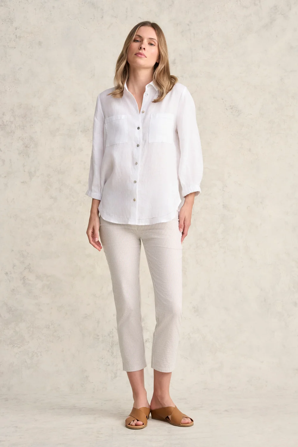 Bengajean® 3/4 Seersucker - Stone & White Stripe - Image 3
