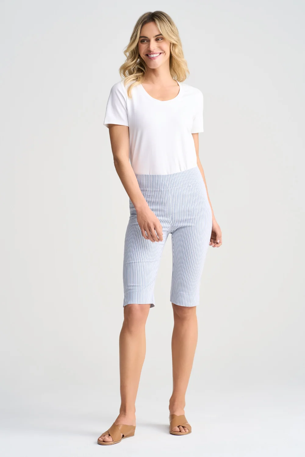 Bengajean® Short Seersucker - Navy & White Stripe - Image 2