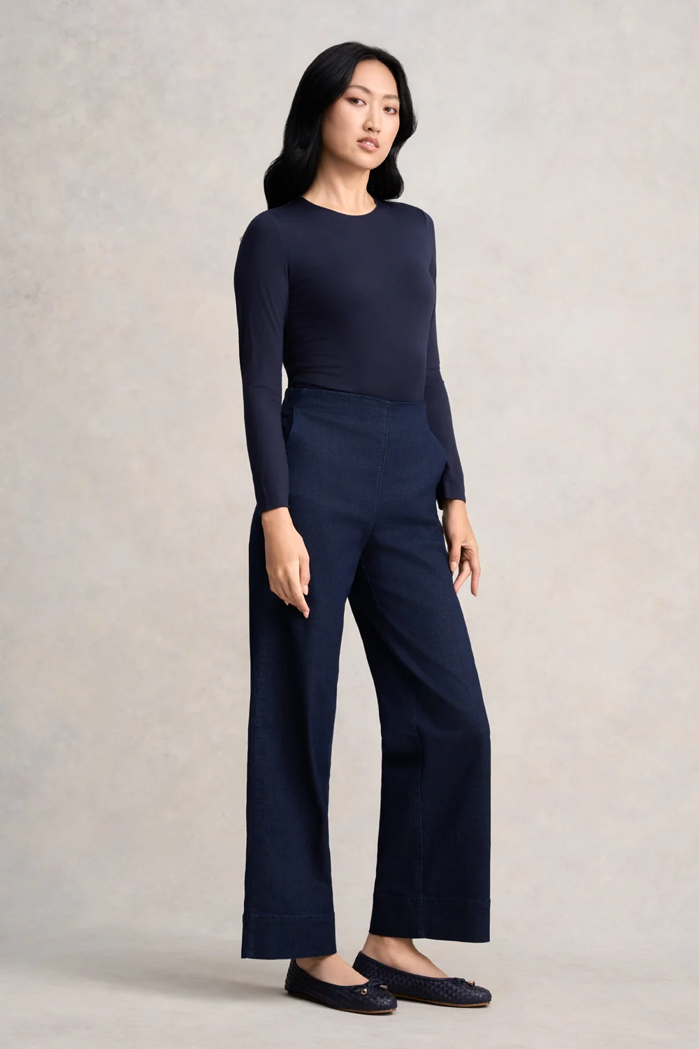 Wide Leg Tailored Jeans - Dark Denim - Image 4