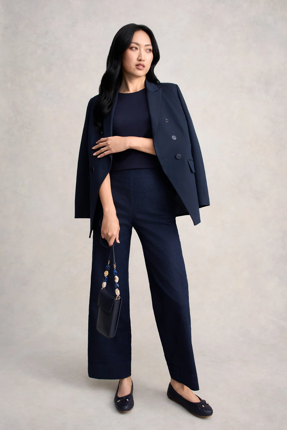 Wide Leg Tailored Jeans - Dark Denim - Image 6