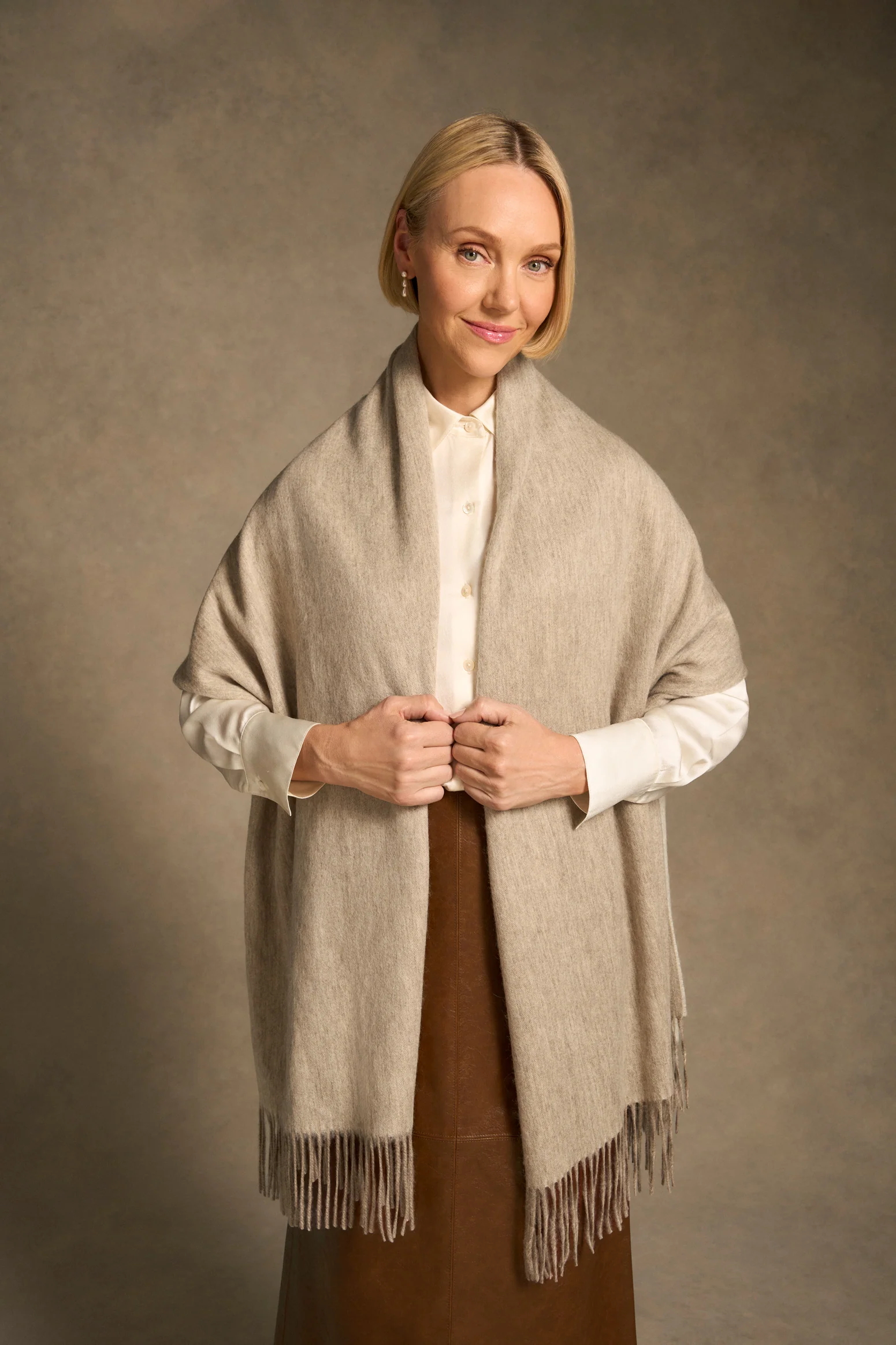 Blanket Wool Scarf - Fawn / Cream