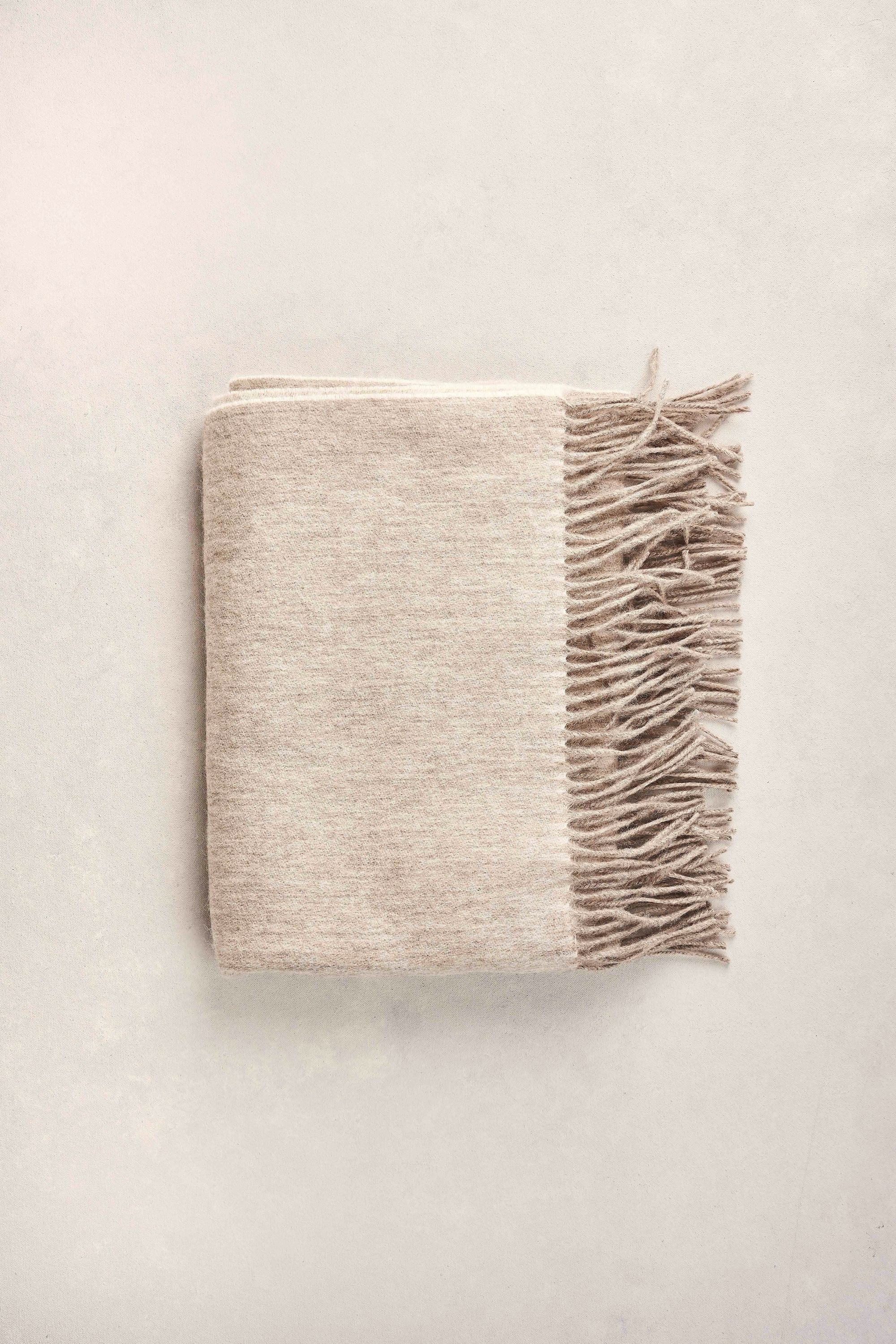 Blanket Wool Scarf - Fawn / Cream - Image 6