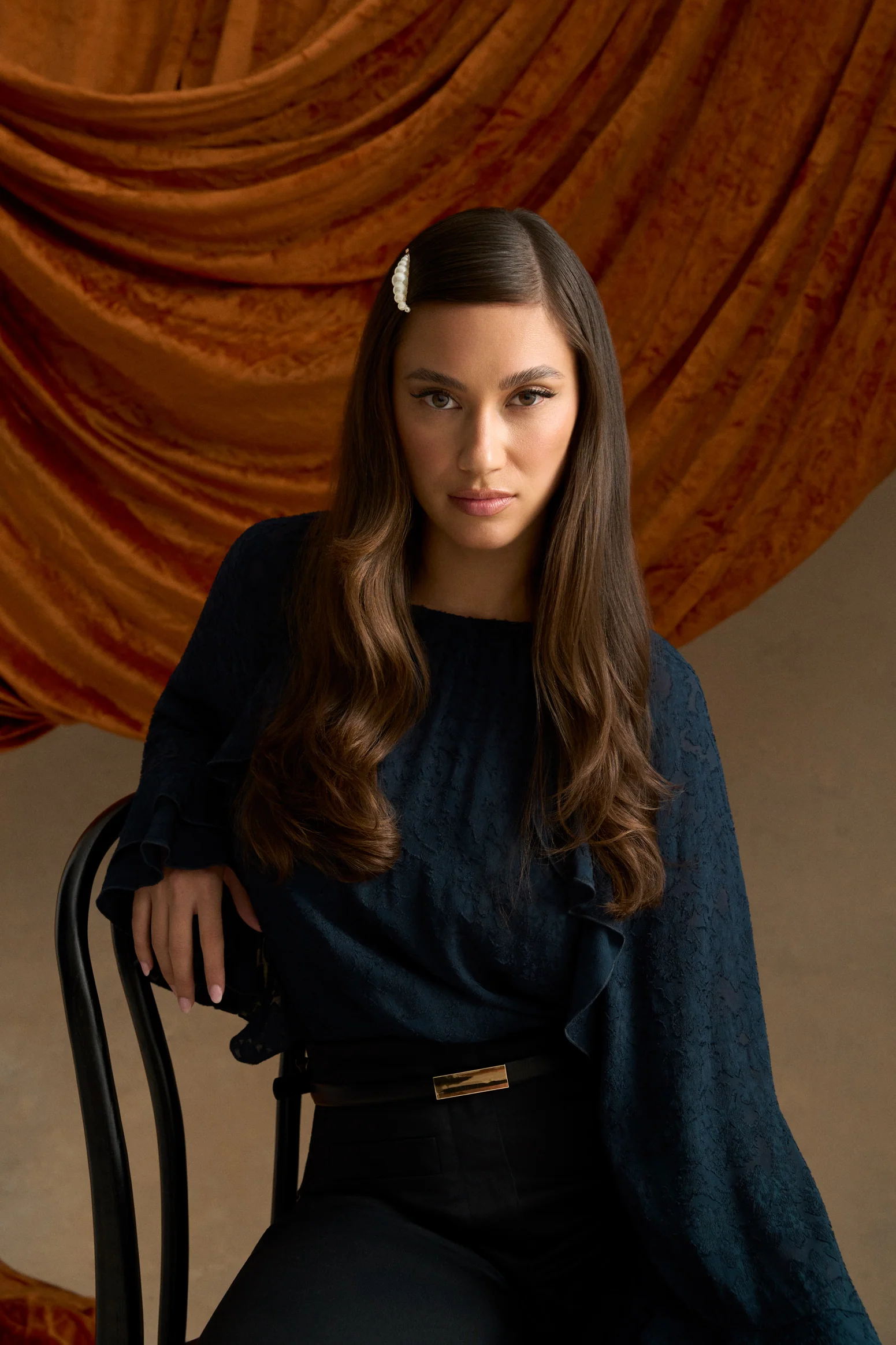 Cascading Georgette Blouse - Ink - Image 2
