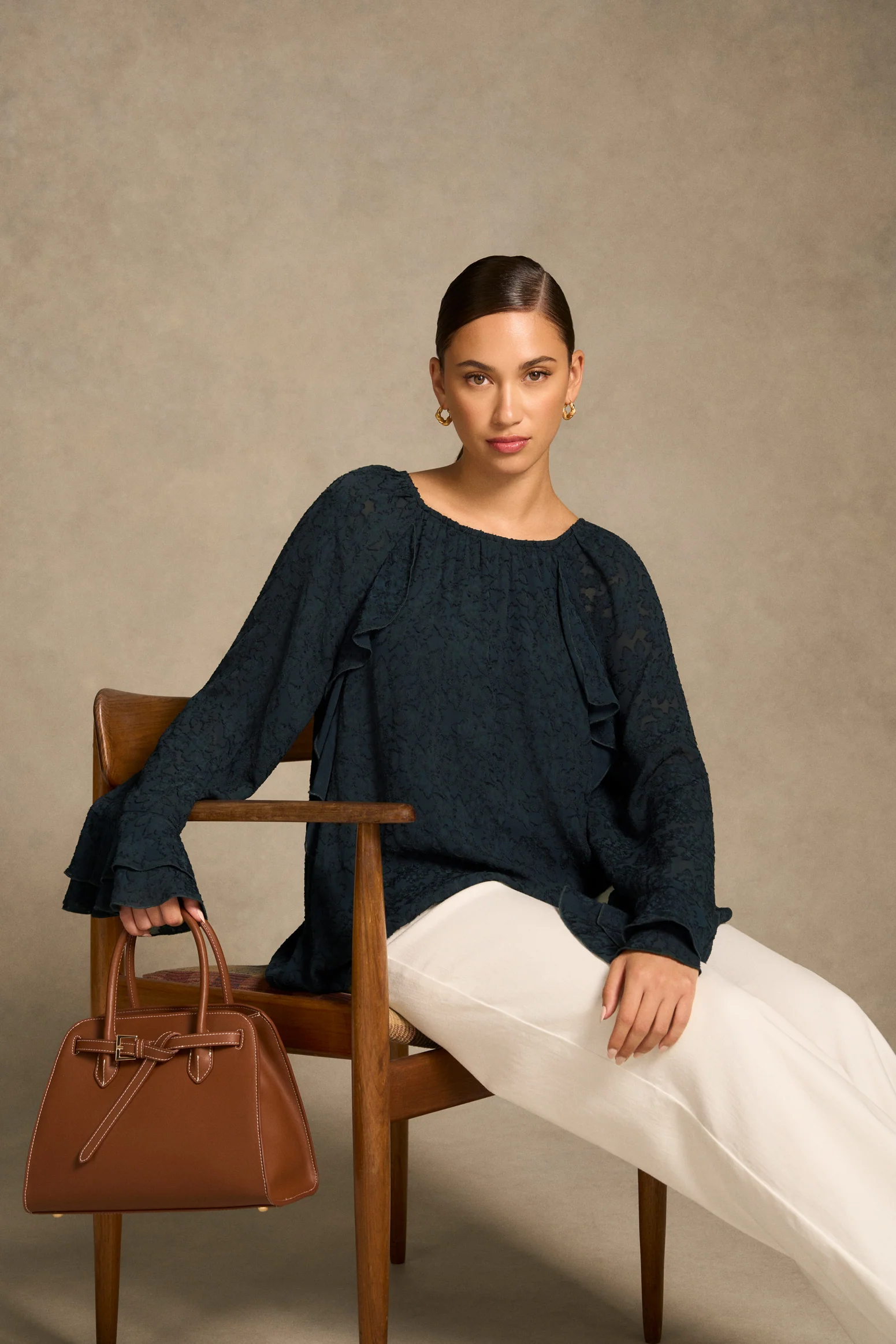 Cascading Georgette Blouse - Ink - Image 3