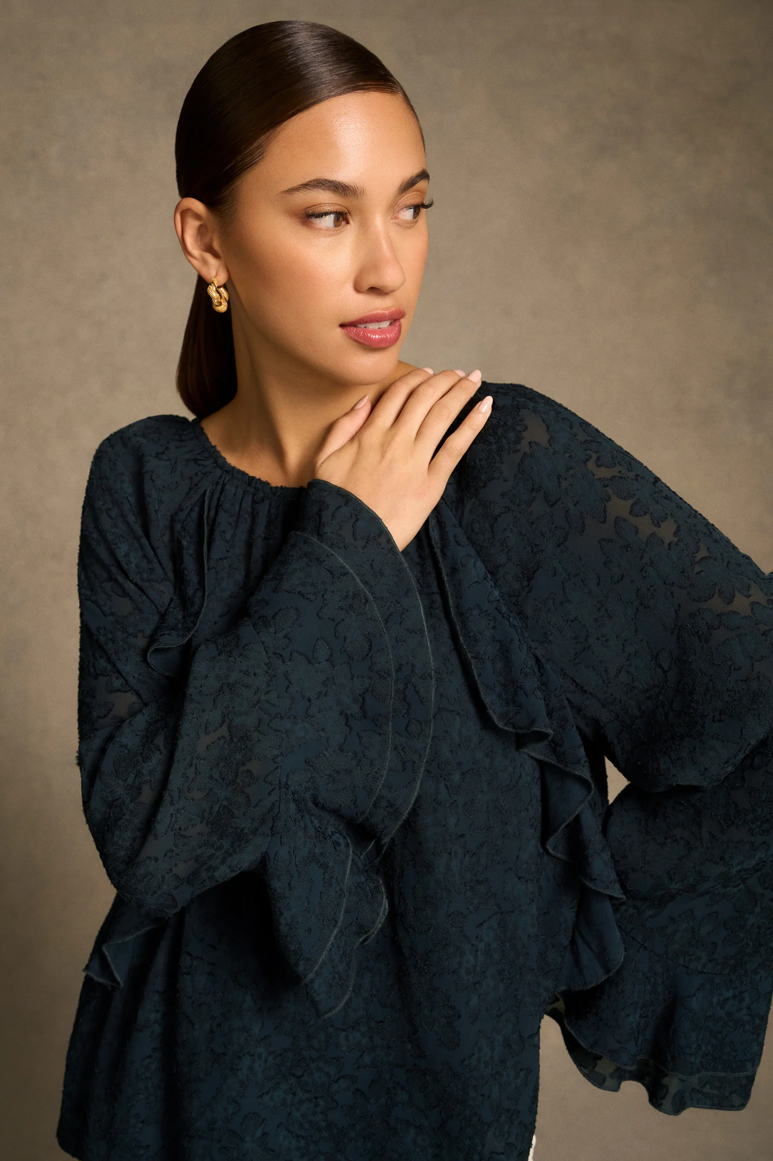 Cascading Georgette Blouse - Ink - Image 4