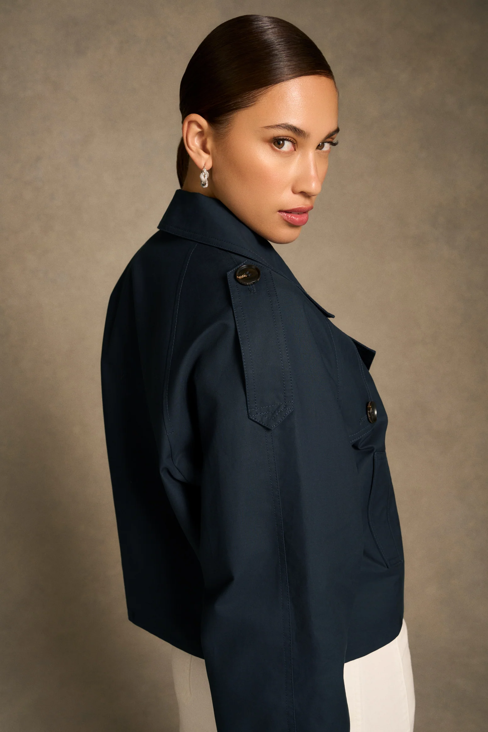 Crop Trench Coat - Ink - Image 5