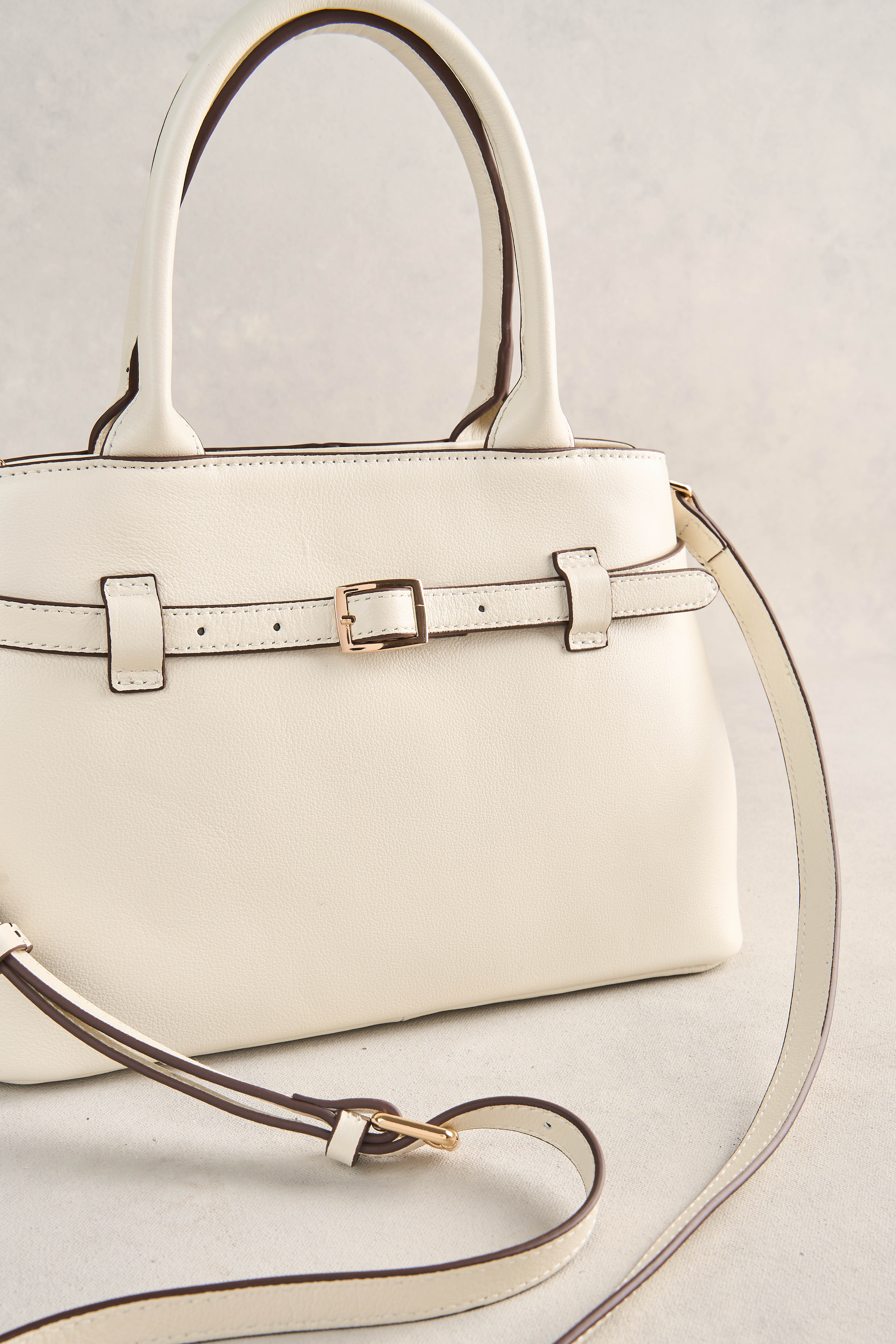 Buckle Detail Tote - Cream - Image 4
