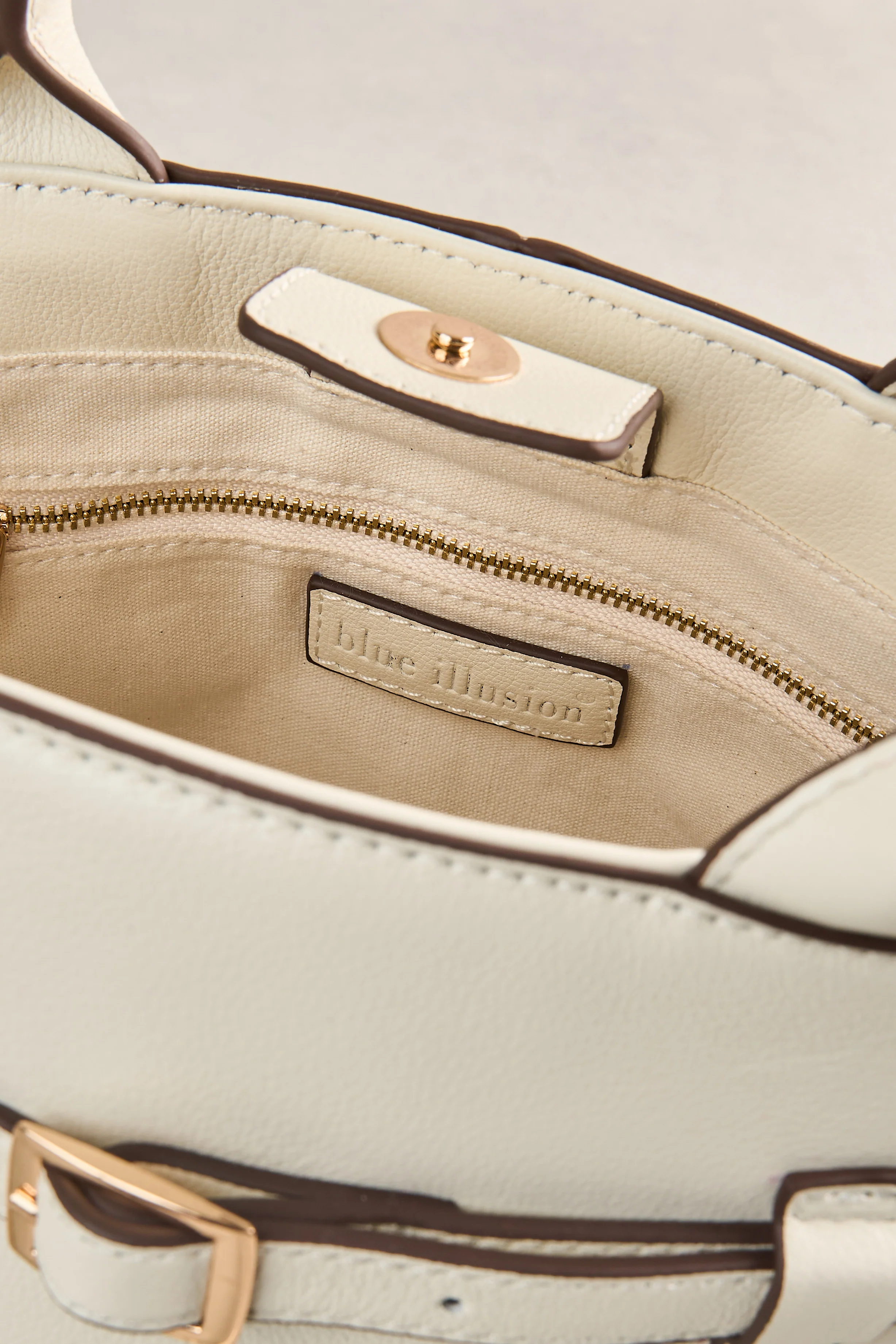 Buckle Detail Tote - Cream - Image 5