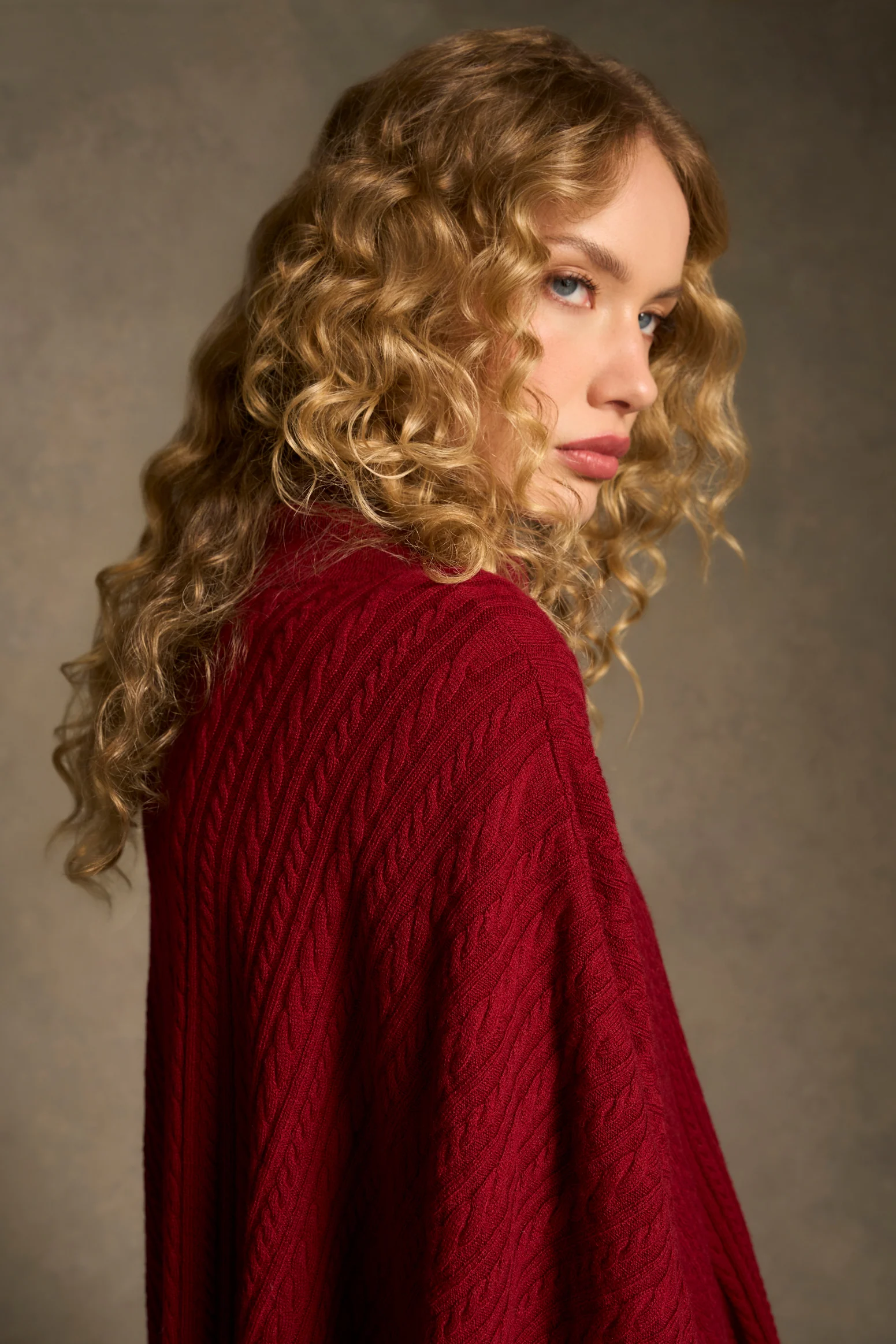 Catriona Cable Poncho - Red - Image 4