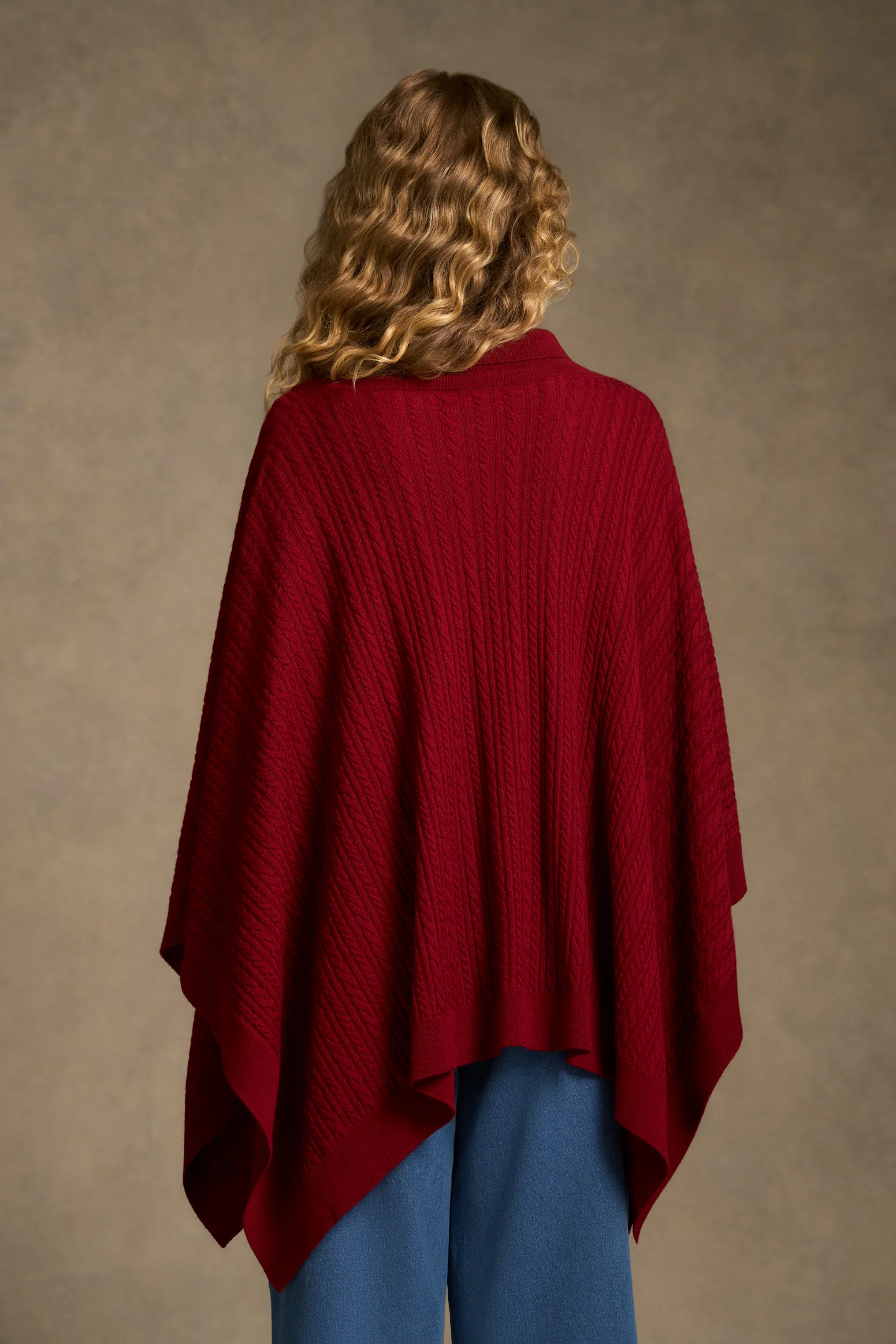 Catriona Cable Poncho - Red - Image 6