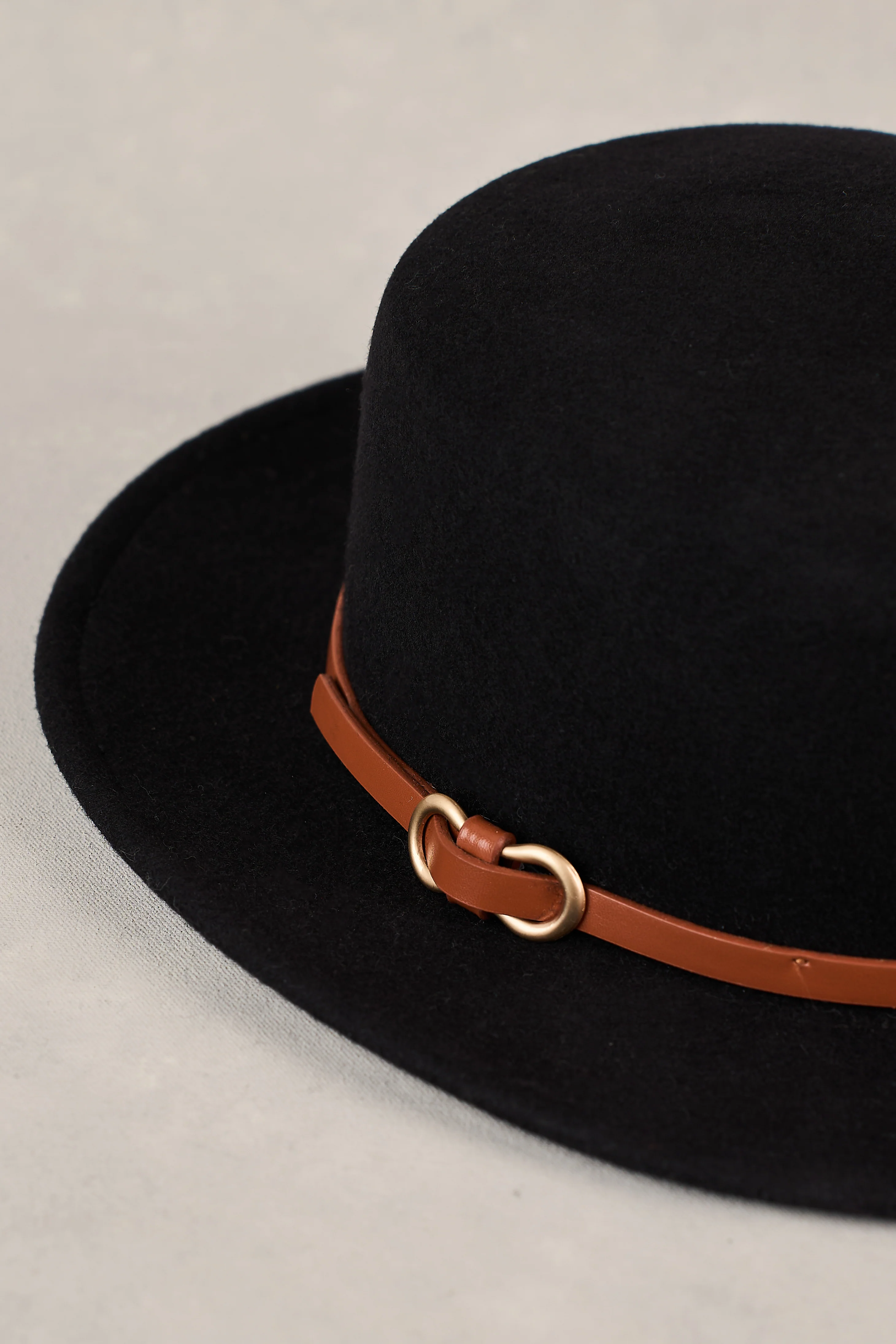 Wool Felt Boater Hat - Black - Image 3