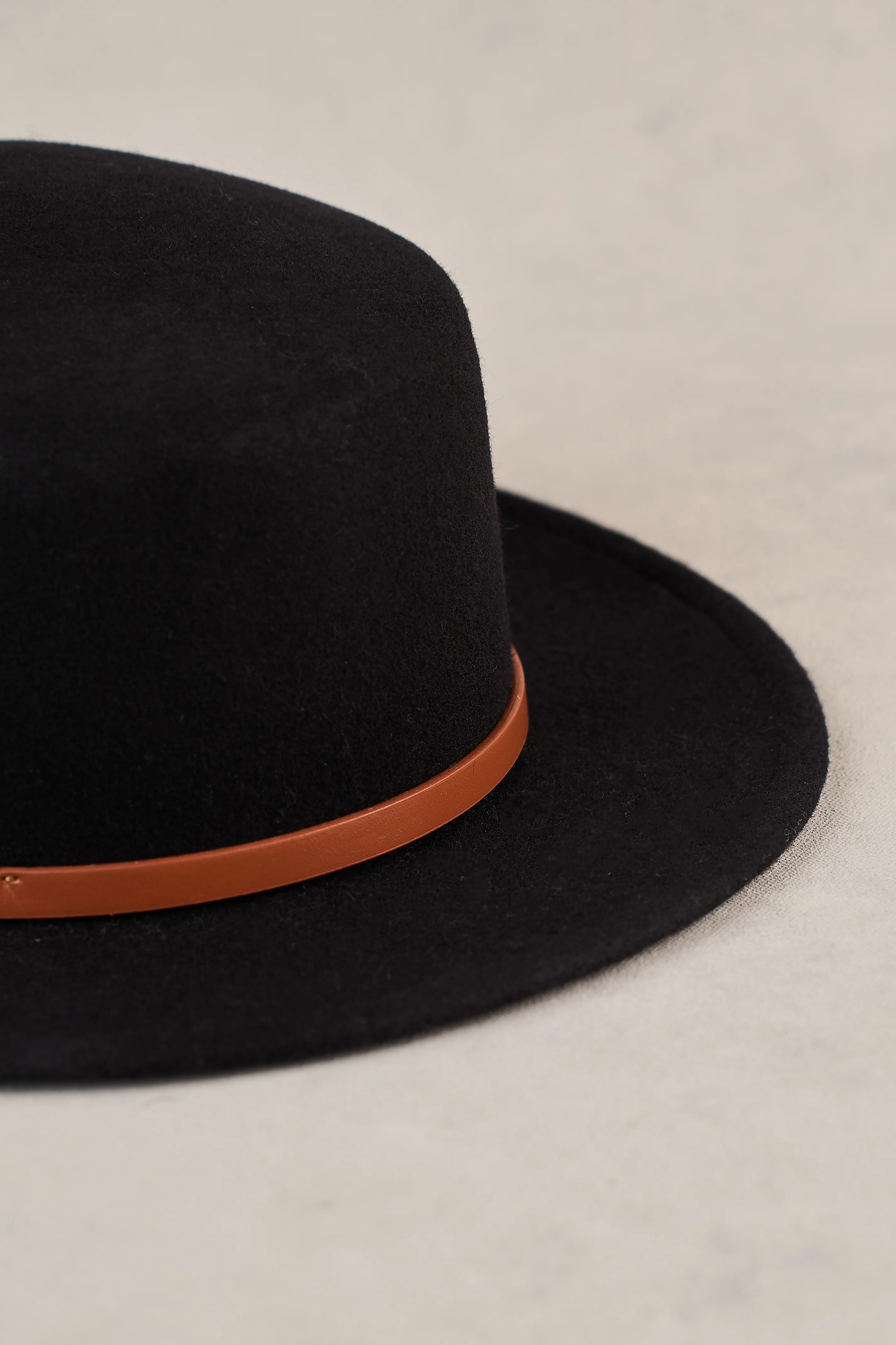 Wool Felt Boater Hat - Black - Image 4