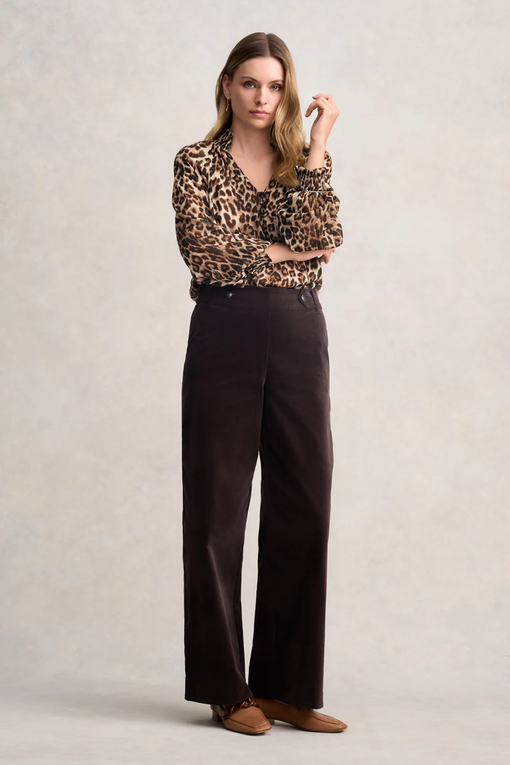 Wide Leg Velvet Pant - Chocolate - Image 3