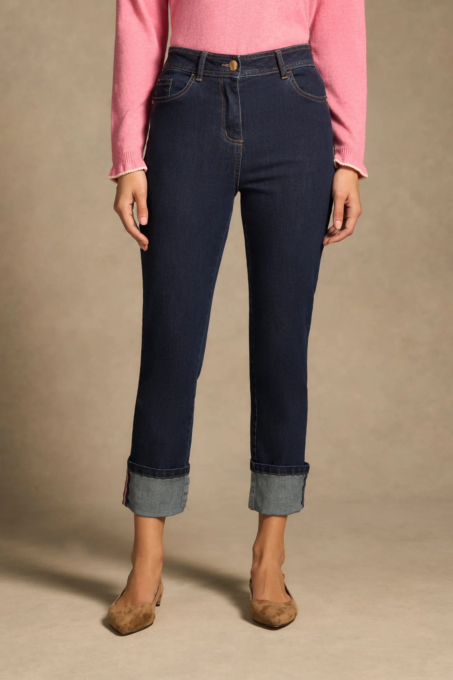 Classique 25 Turn Up Jeans - Denim Mid Wash - Image 2