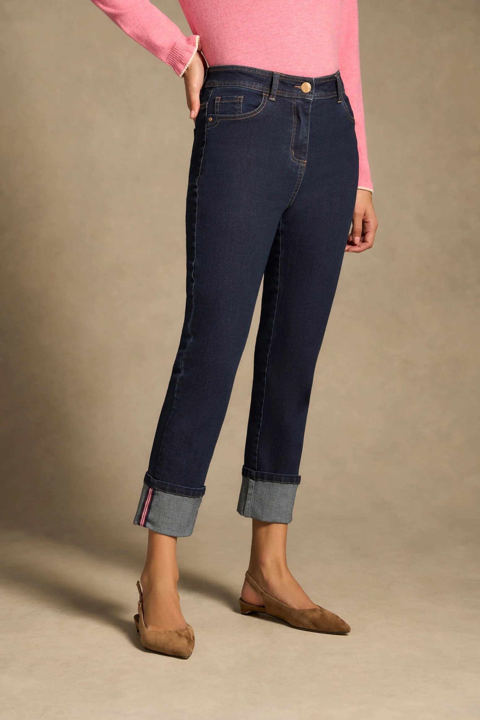 Classique 25 Turn Up Jeans - Denim Mid Wash - Image 3