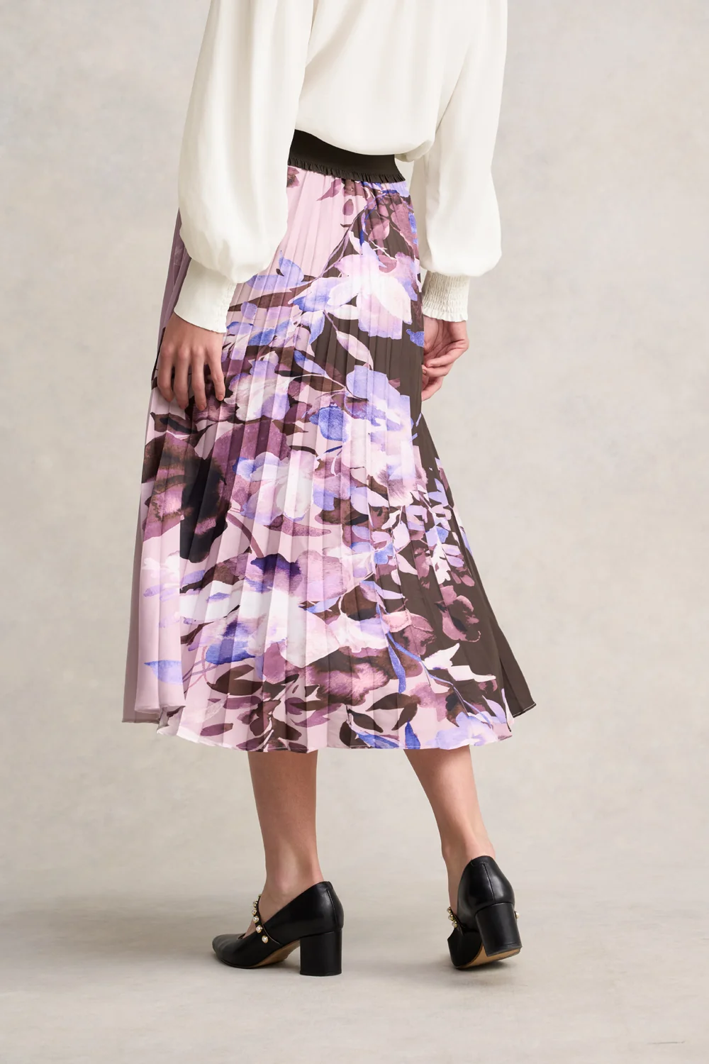 Pleated Midi Skirt - Floral Print - Image 6