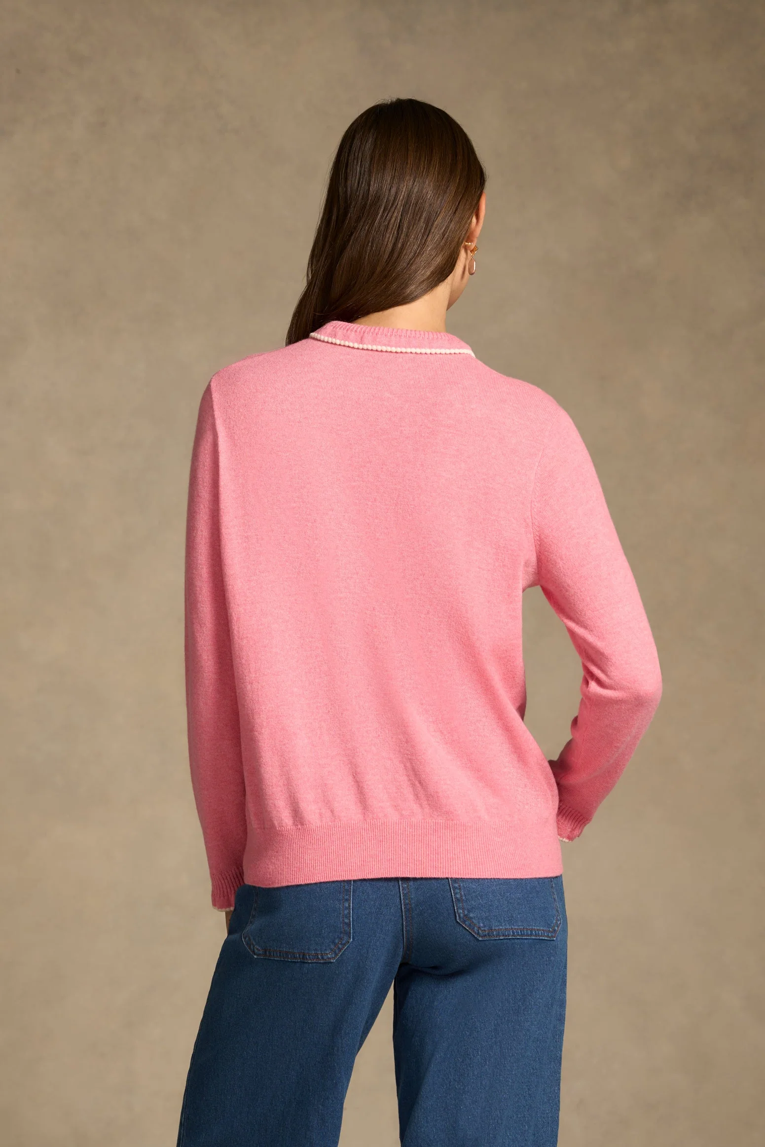 Ruffle Trim Wool Jumper - Rose Pink - Image 6