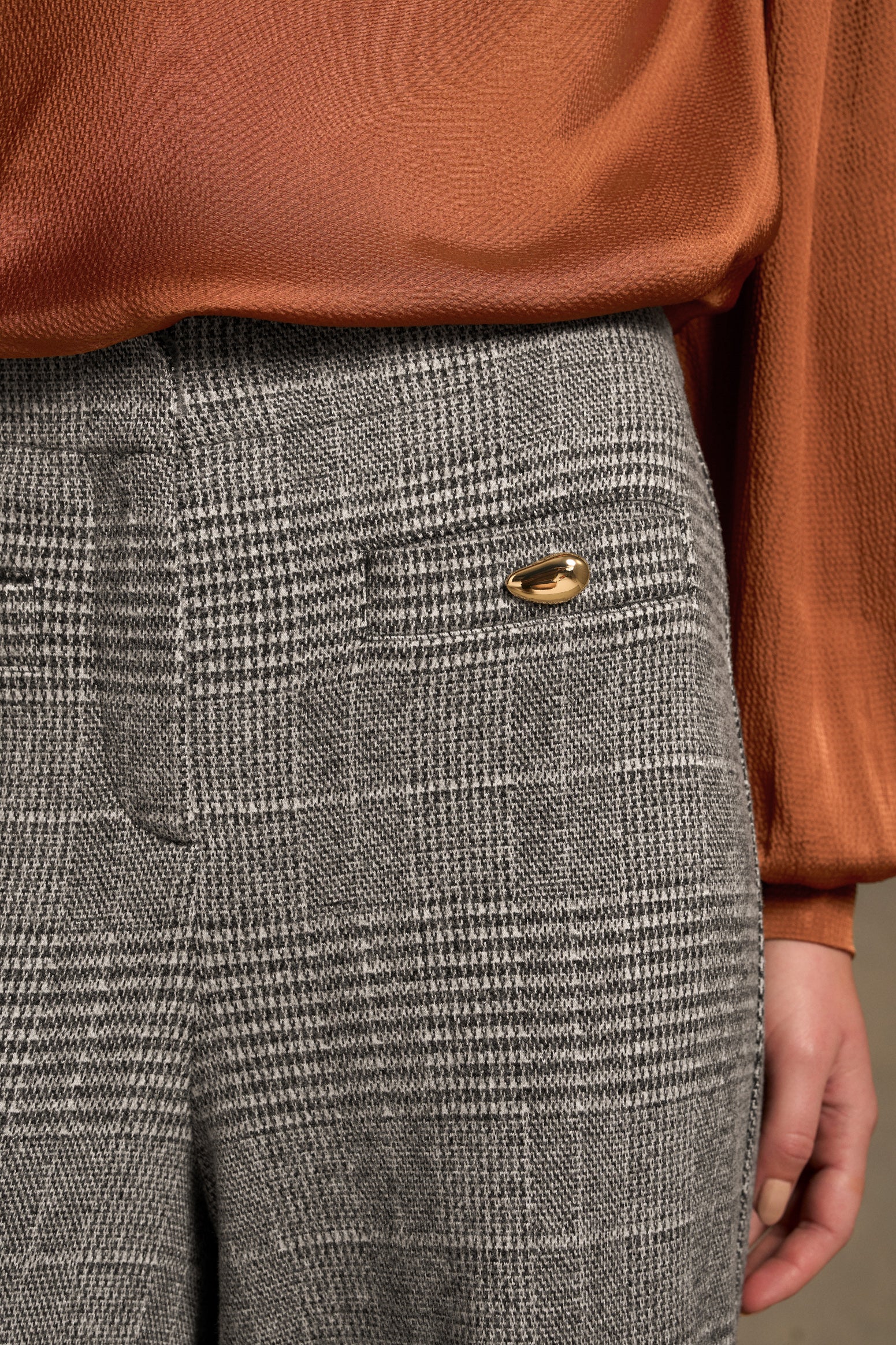 Wide Leg Check Pant - Glen Check - Image 3