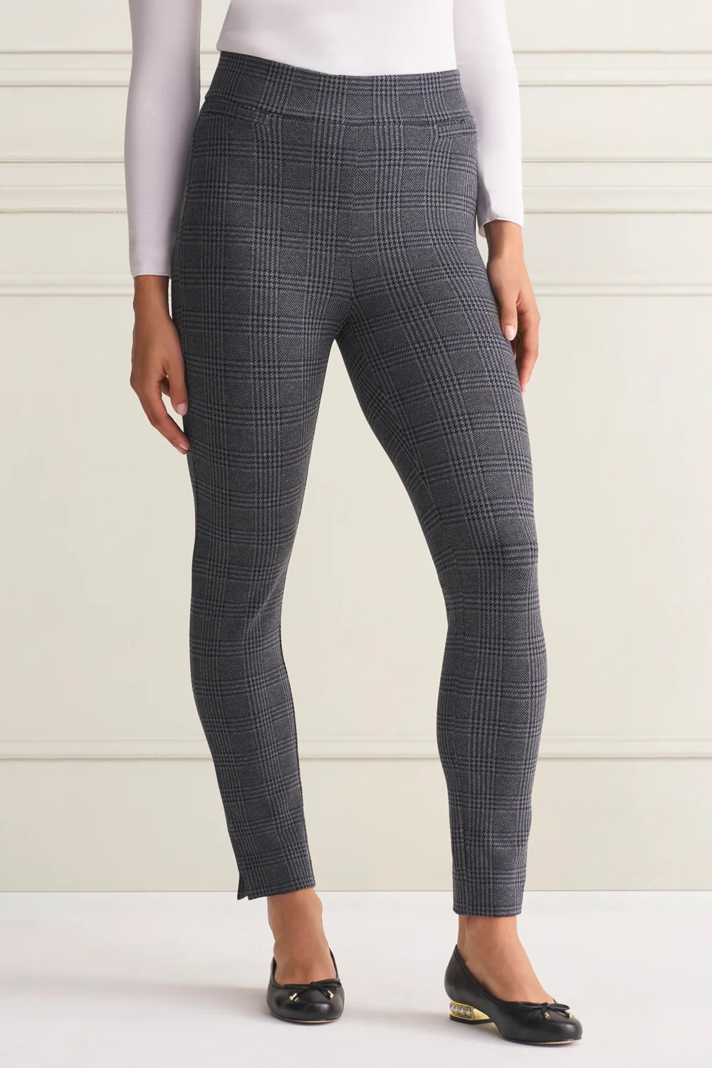 Check Ponte Pant - Charcoal Check - Image 2