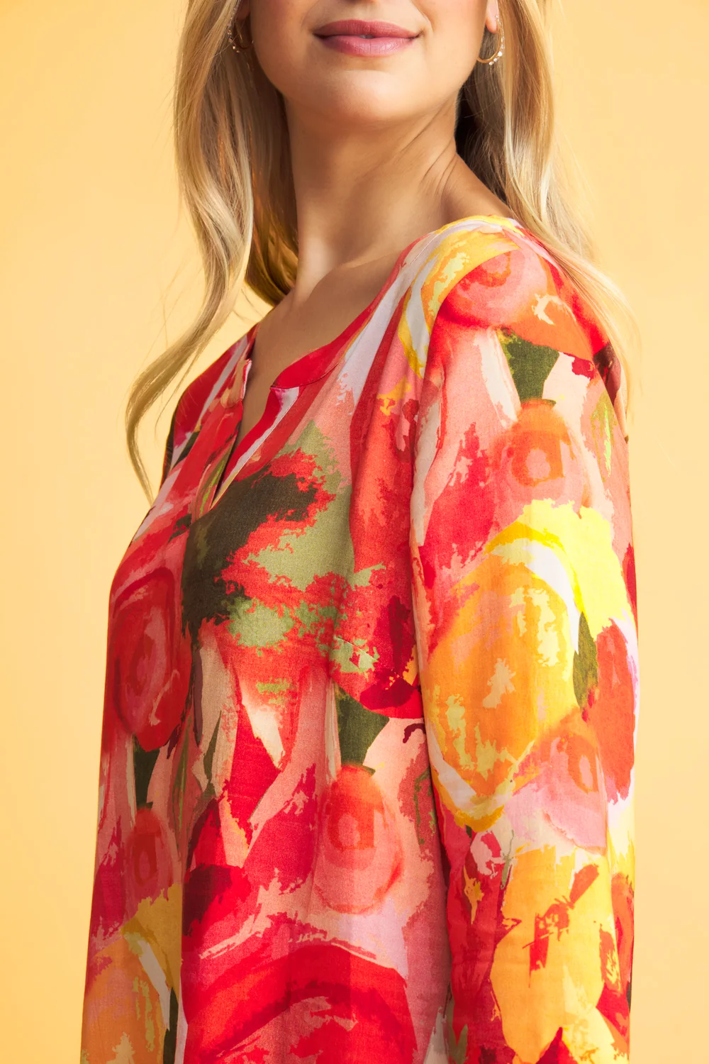 Notch Neck Tunic - Bouquet Print - Image 6