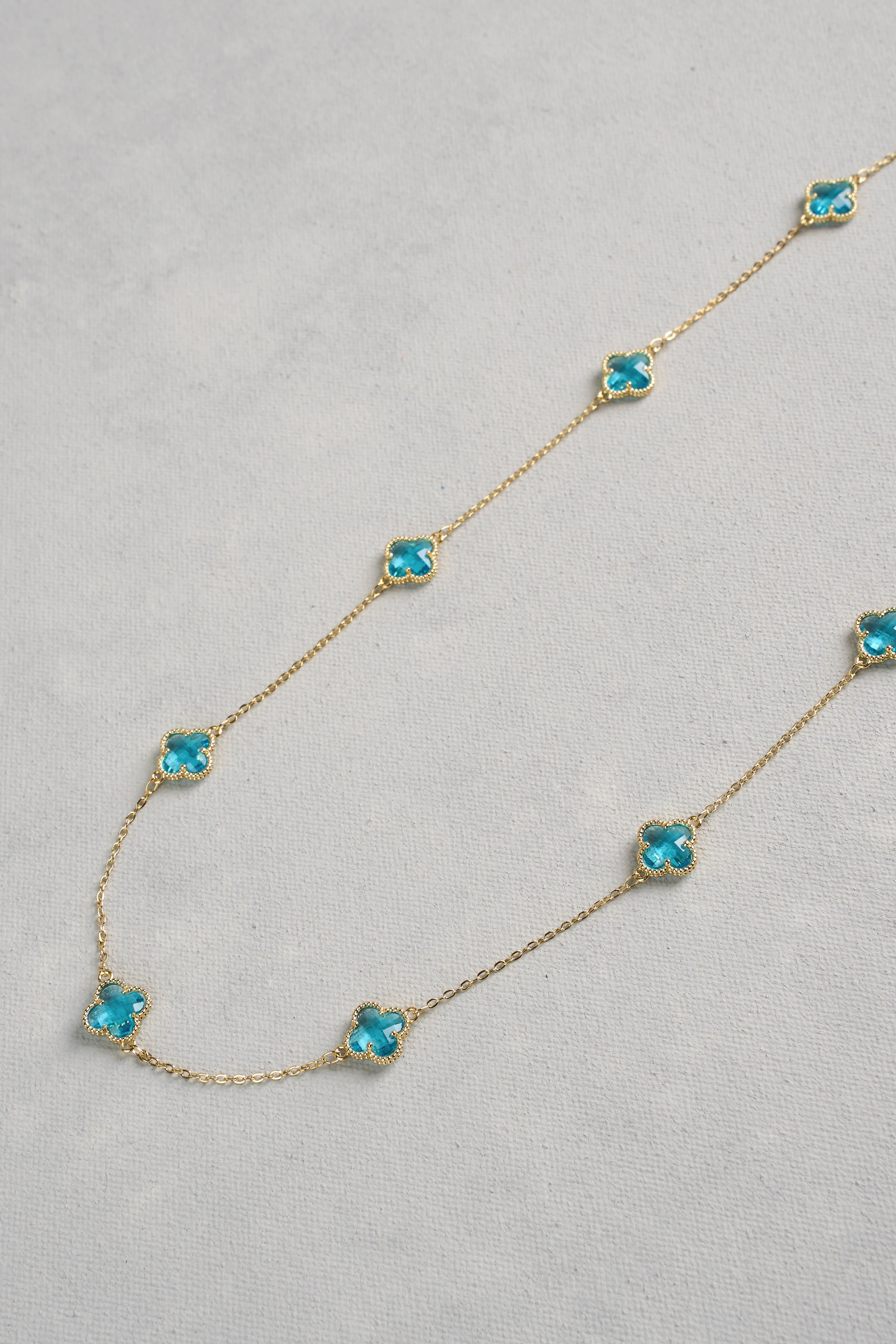 Clover Necklace - Aqua - Image 4