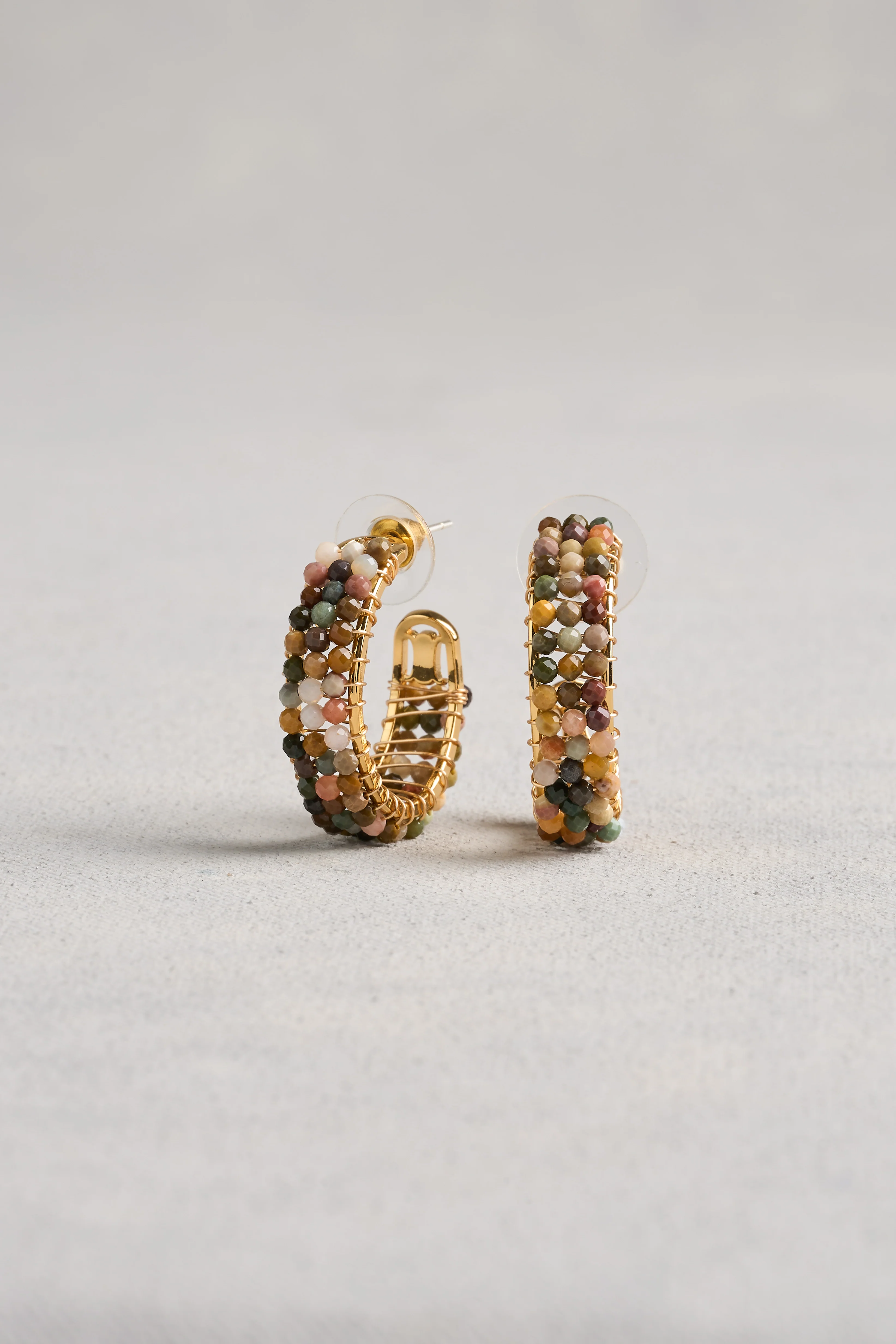 Coloured Bead Hoops - Multicolour - Image 3