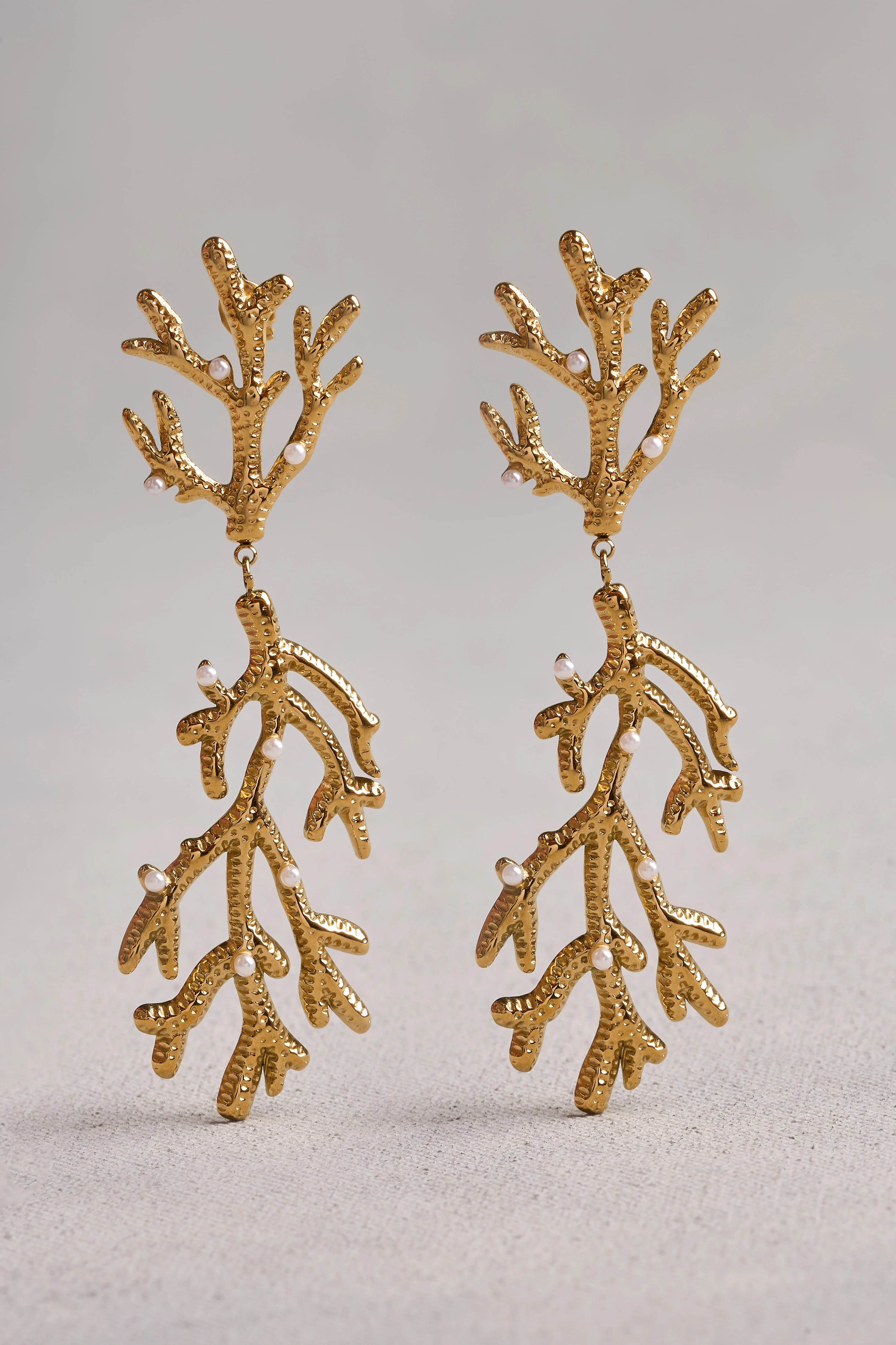 Coral Statement Earrings - Gold - Image 3
