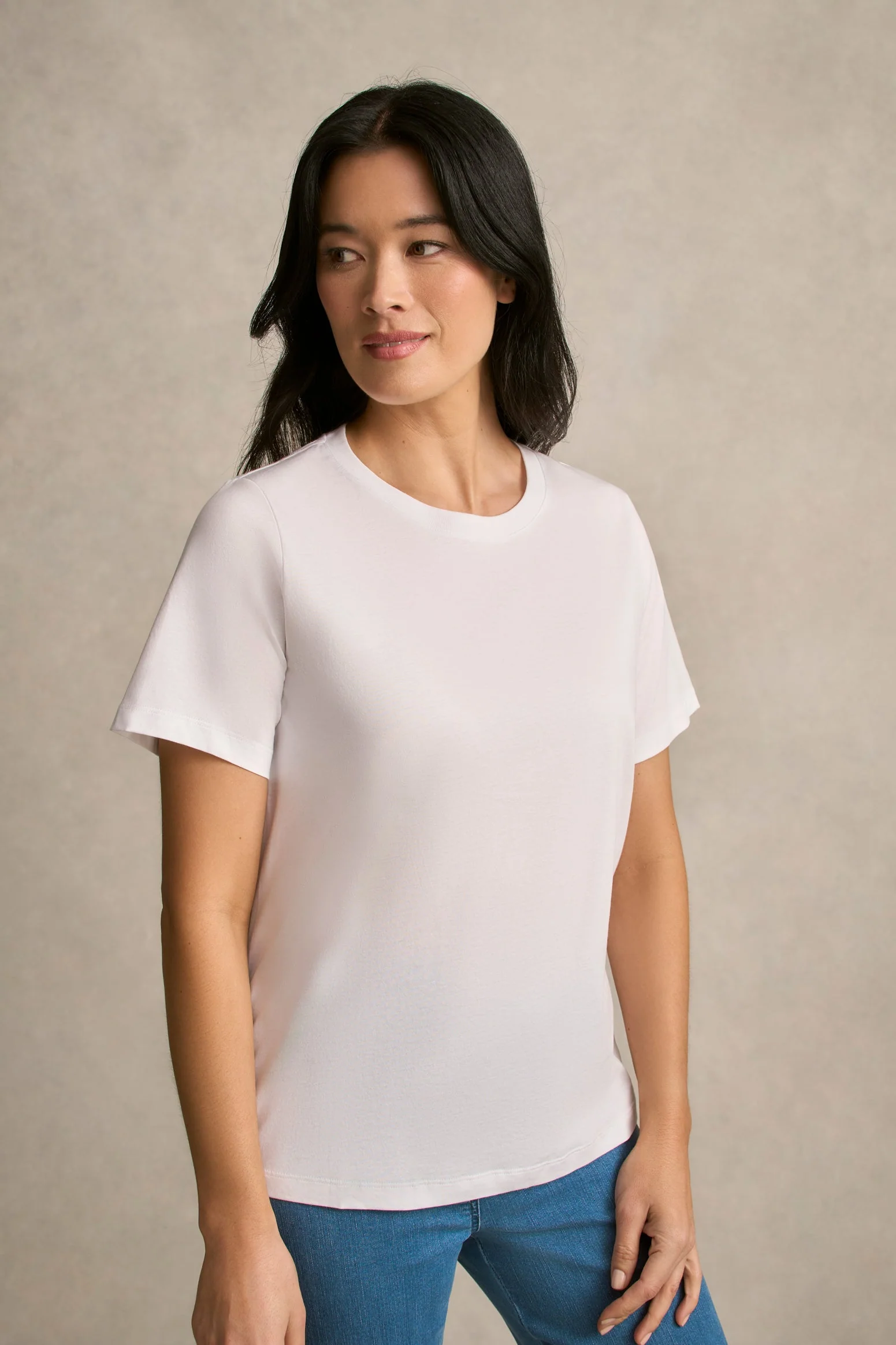 Cotton Crew Neck Tee - White - Image 3
