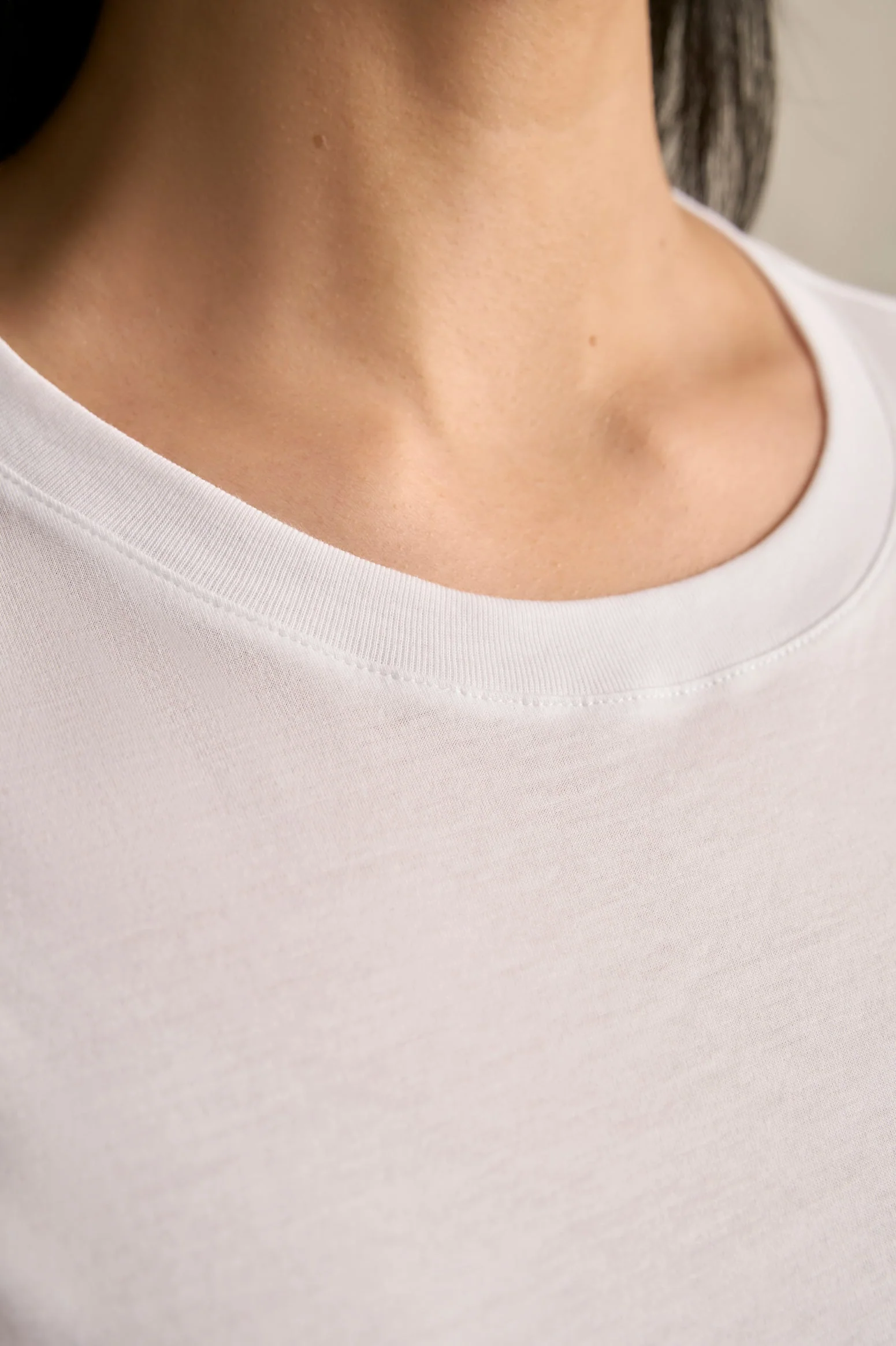 Cotton Crew Neck Tee - White - Image 4