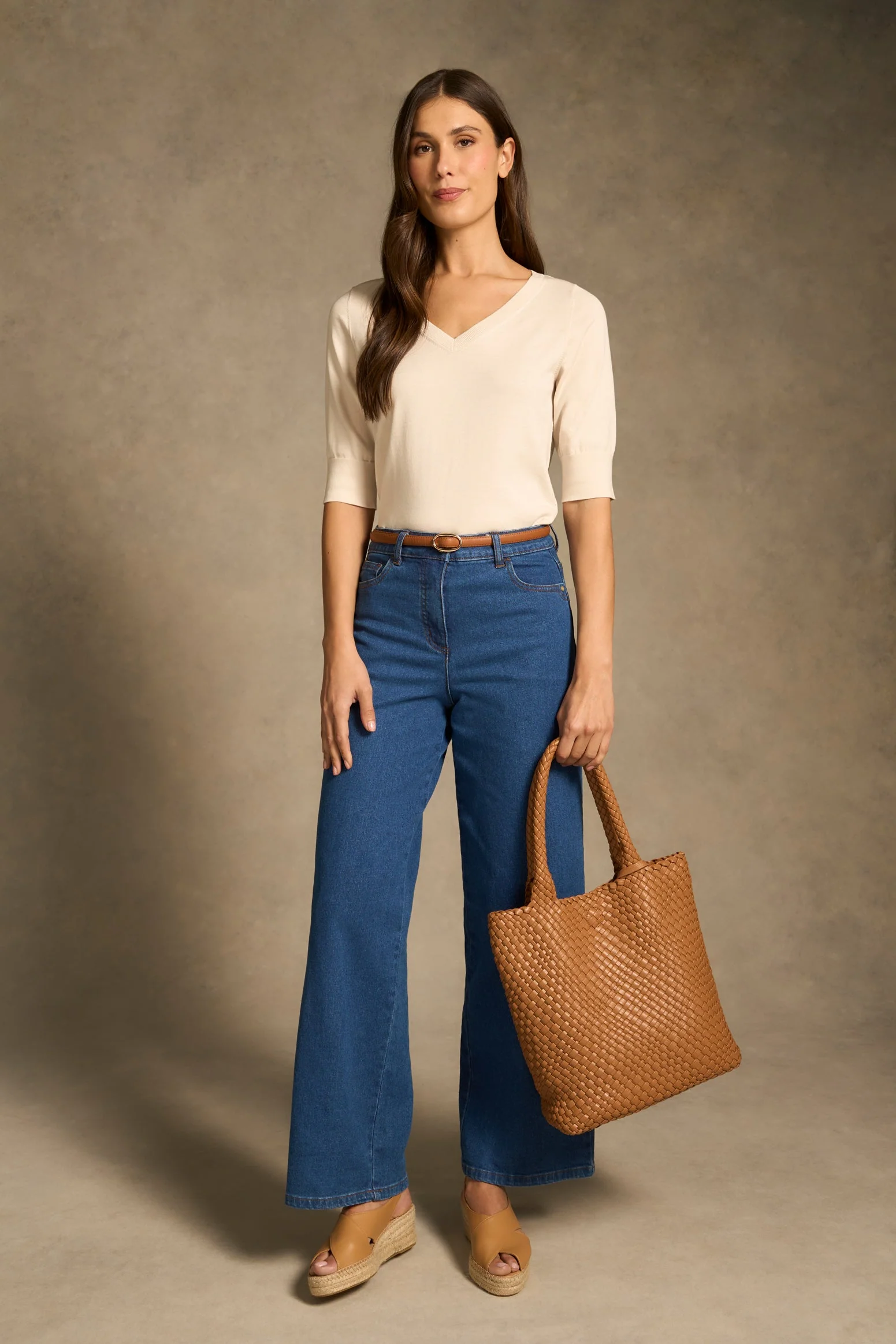 Cotton V-neck Knit - Vanilla - Image 4