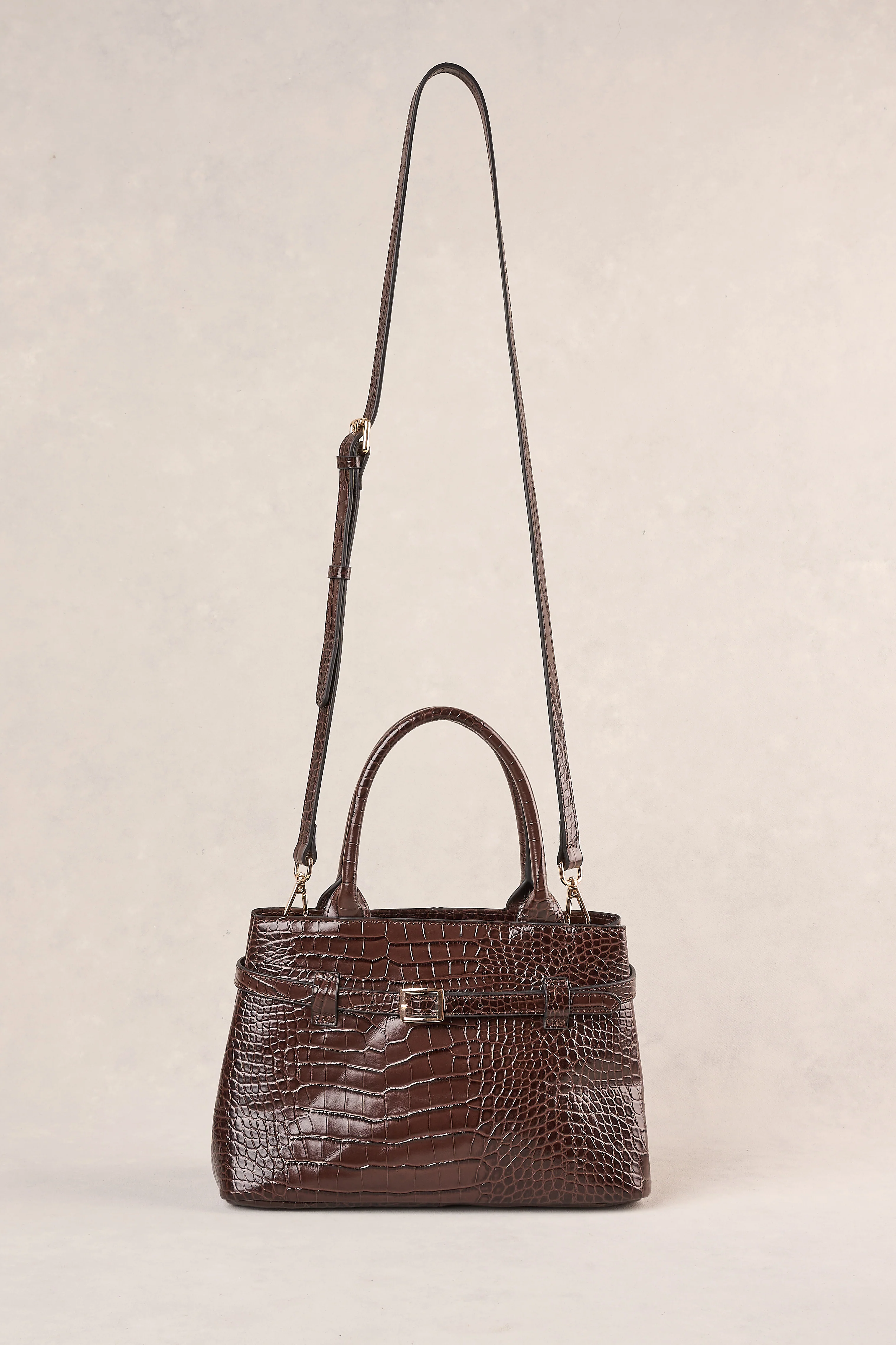 Croc Buckle Detail Bag - Chocolate - Image 3