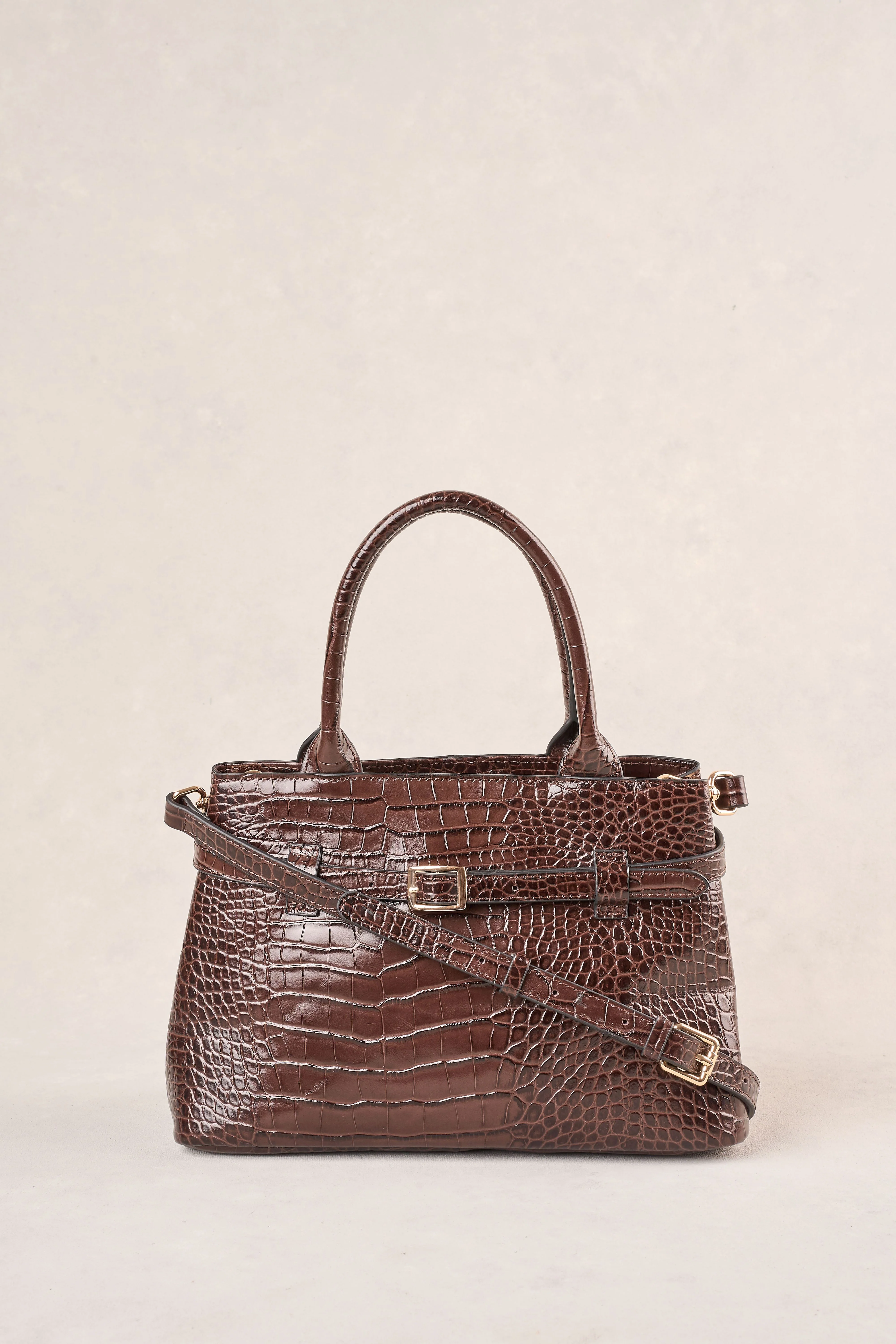 Croc Buckle Detail Bag - Chocolate - Image 7