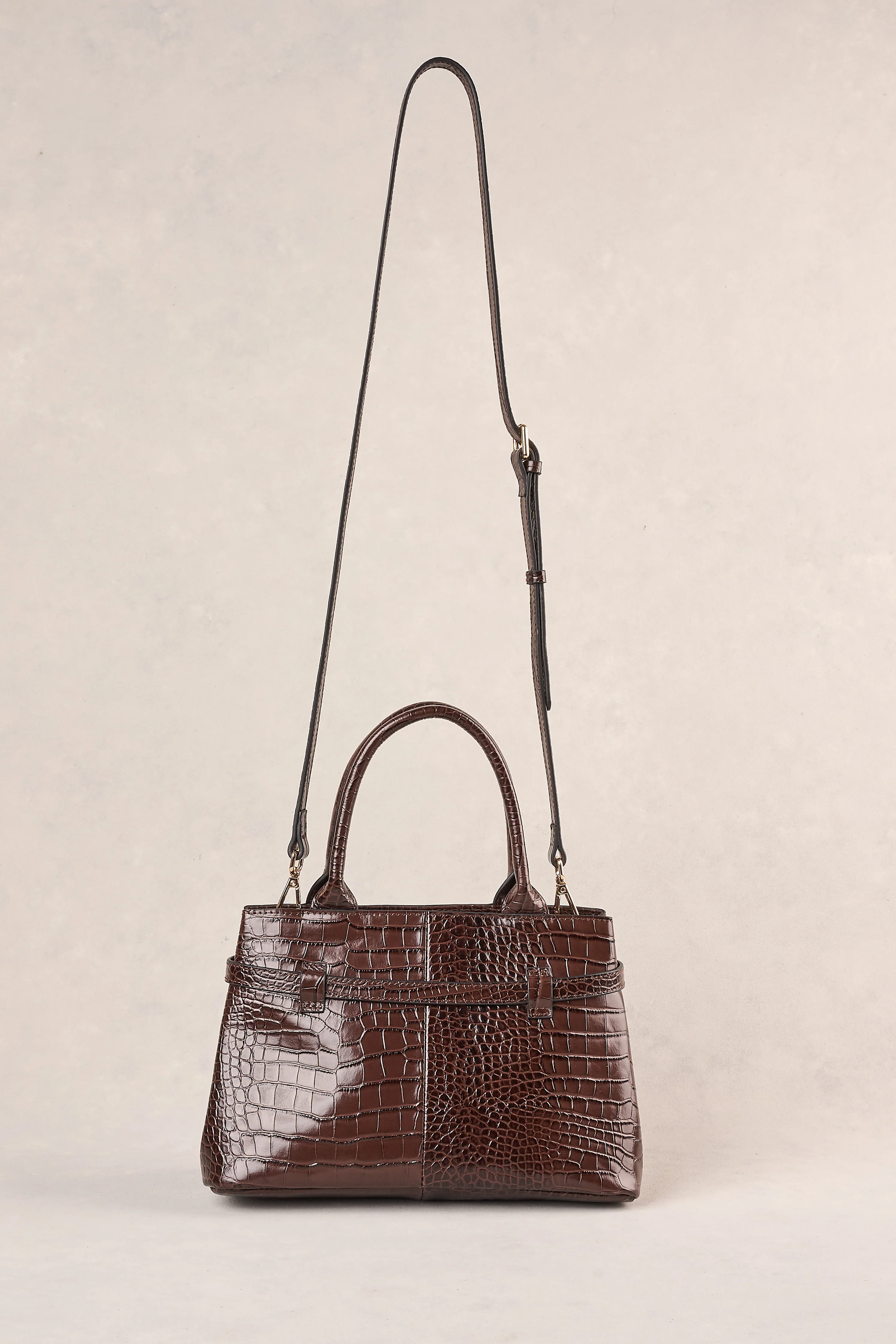 Croc Buckle Detail Bag - Chocolate - Image 8