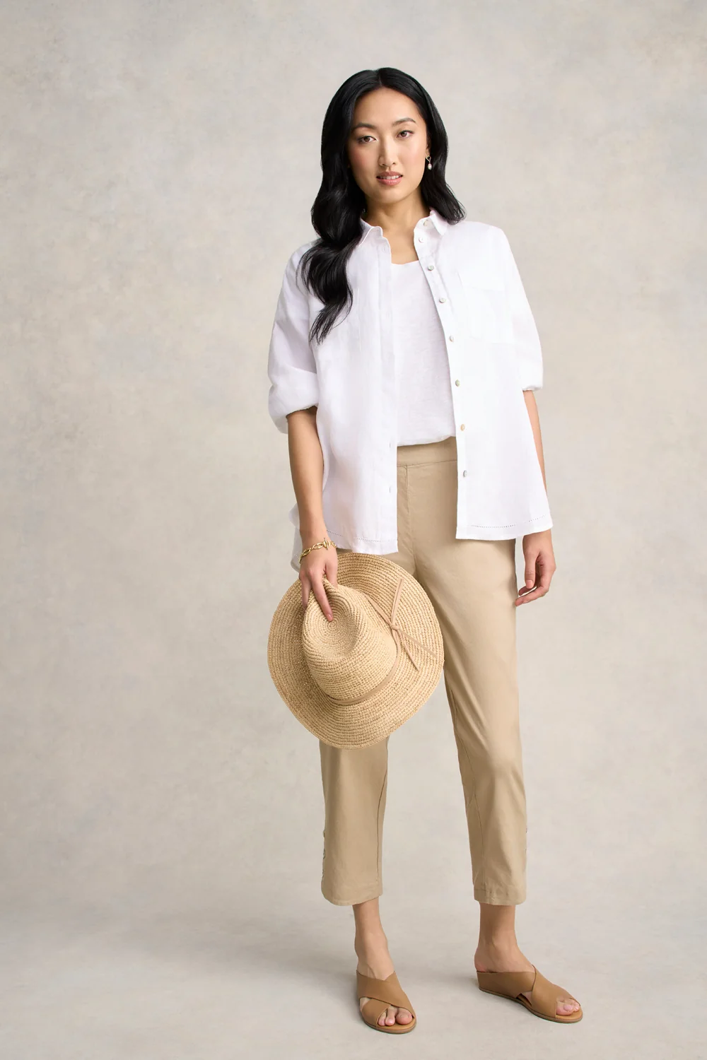 Curved Hem Linen Pant - Flax - Image 2