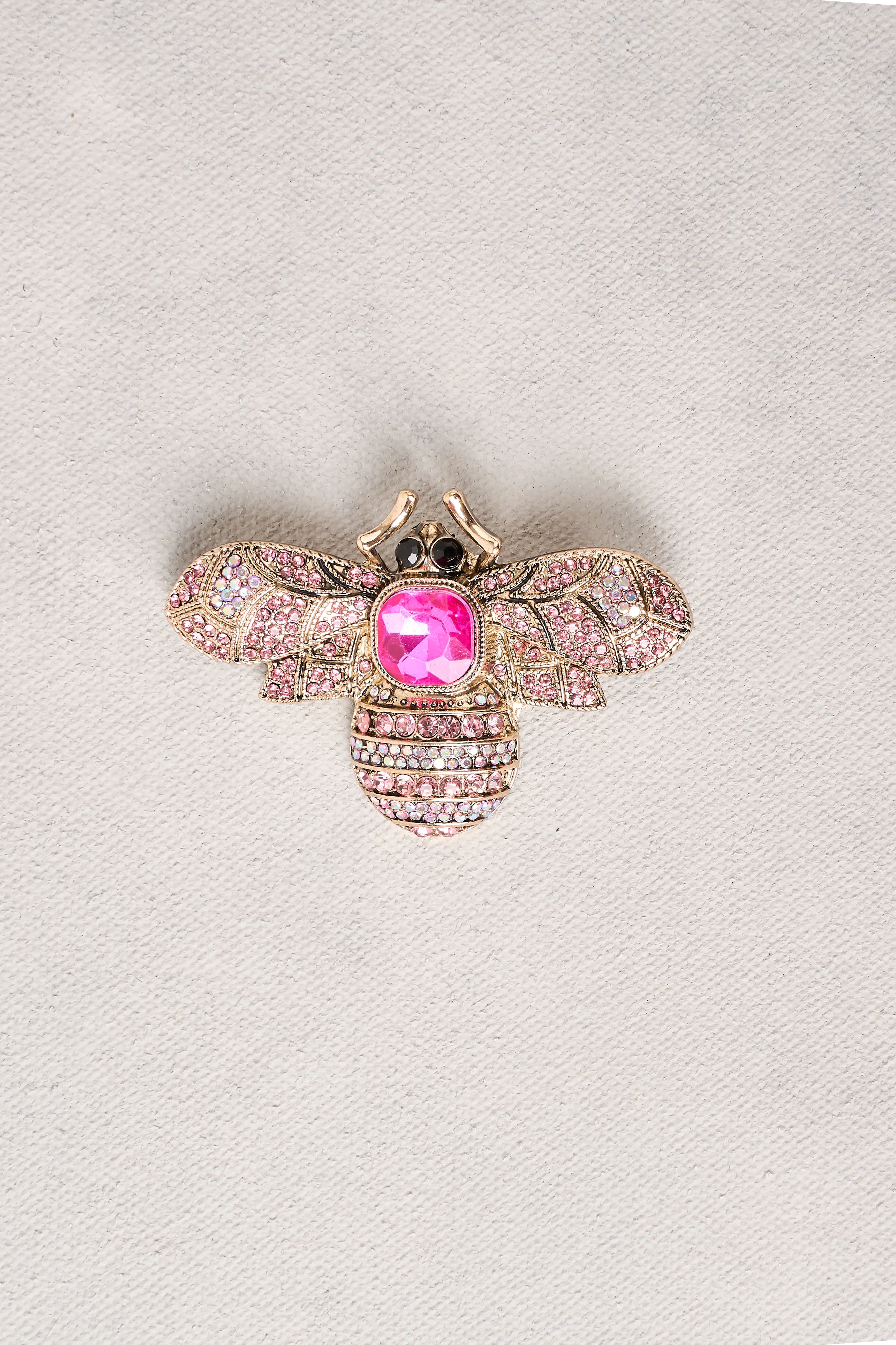 Diamante Bee Brooch - Pink - Image 4