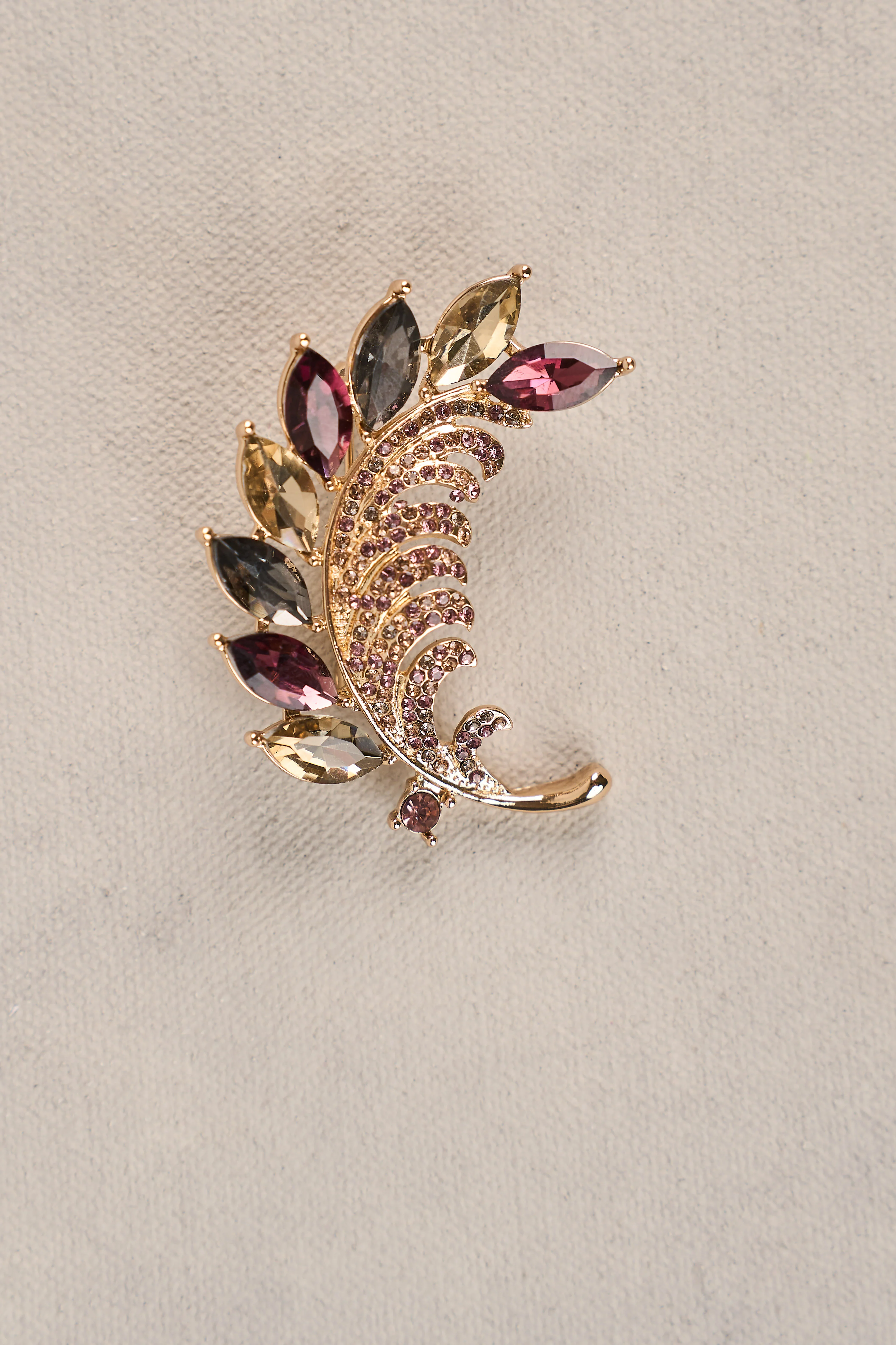 Diamante Leaf Brooch - Multicolour - Image 2
