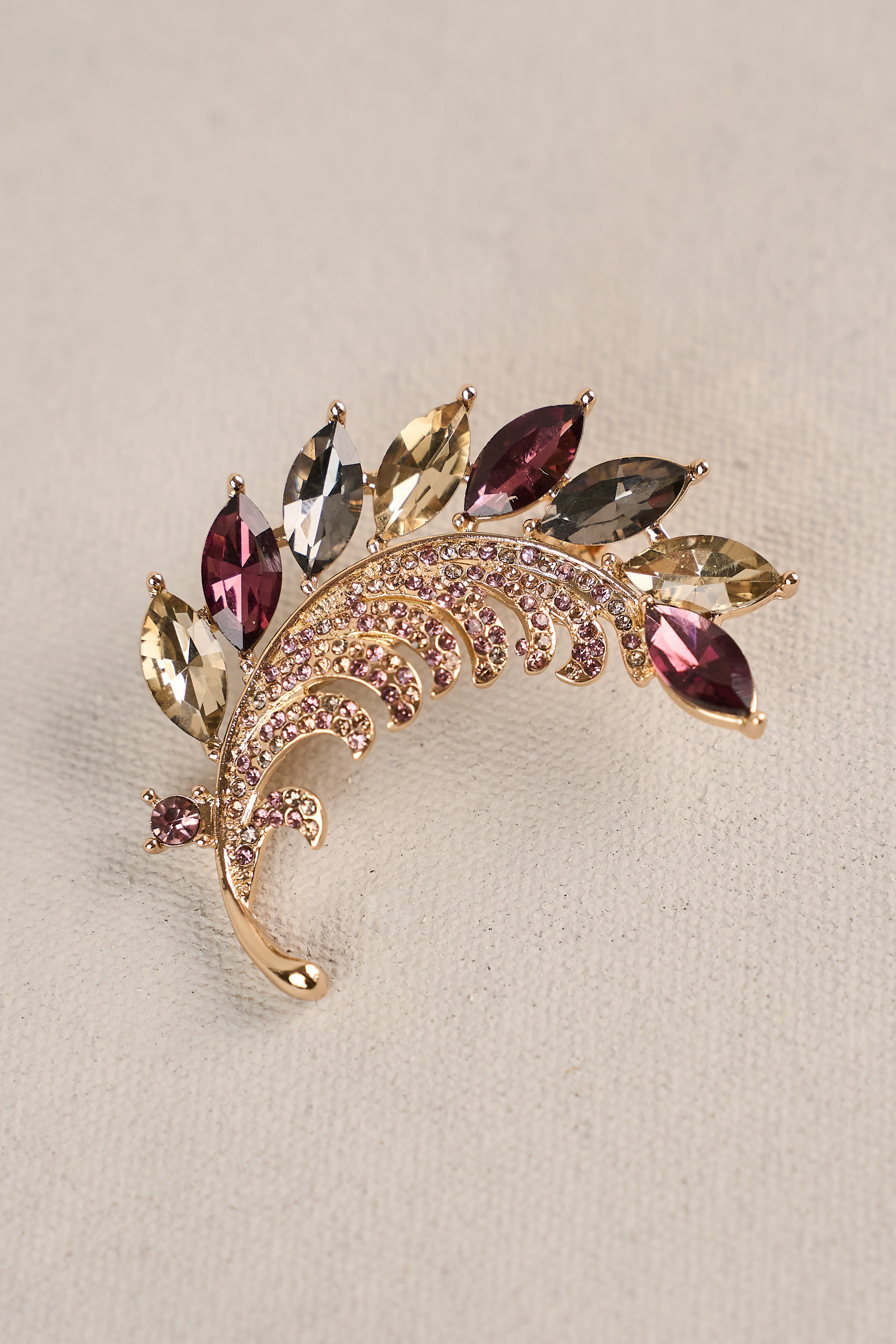 Diamante Leaf Brooch - Multicolour - Image 3