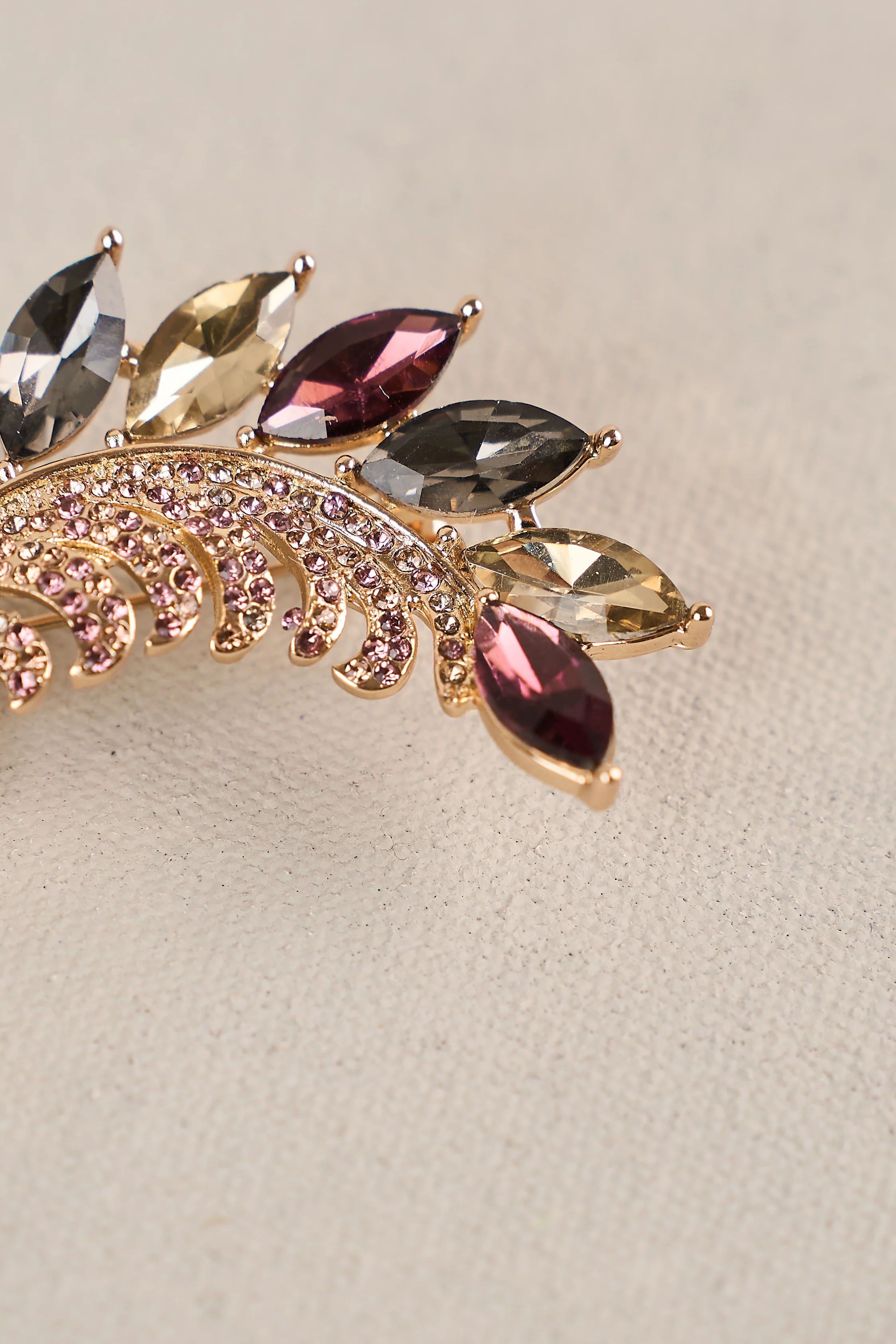 Diamante Leaf Brooch - Multicolour - Image 4