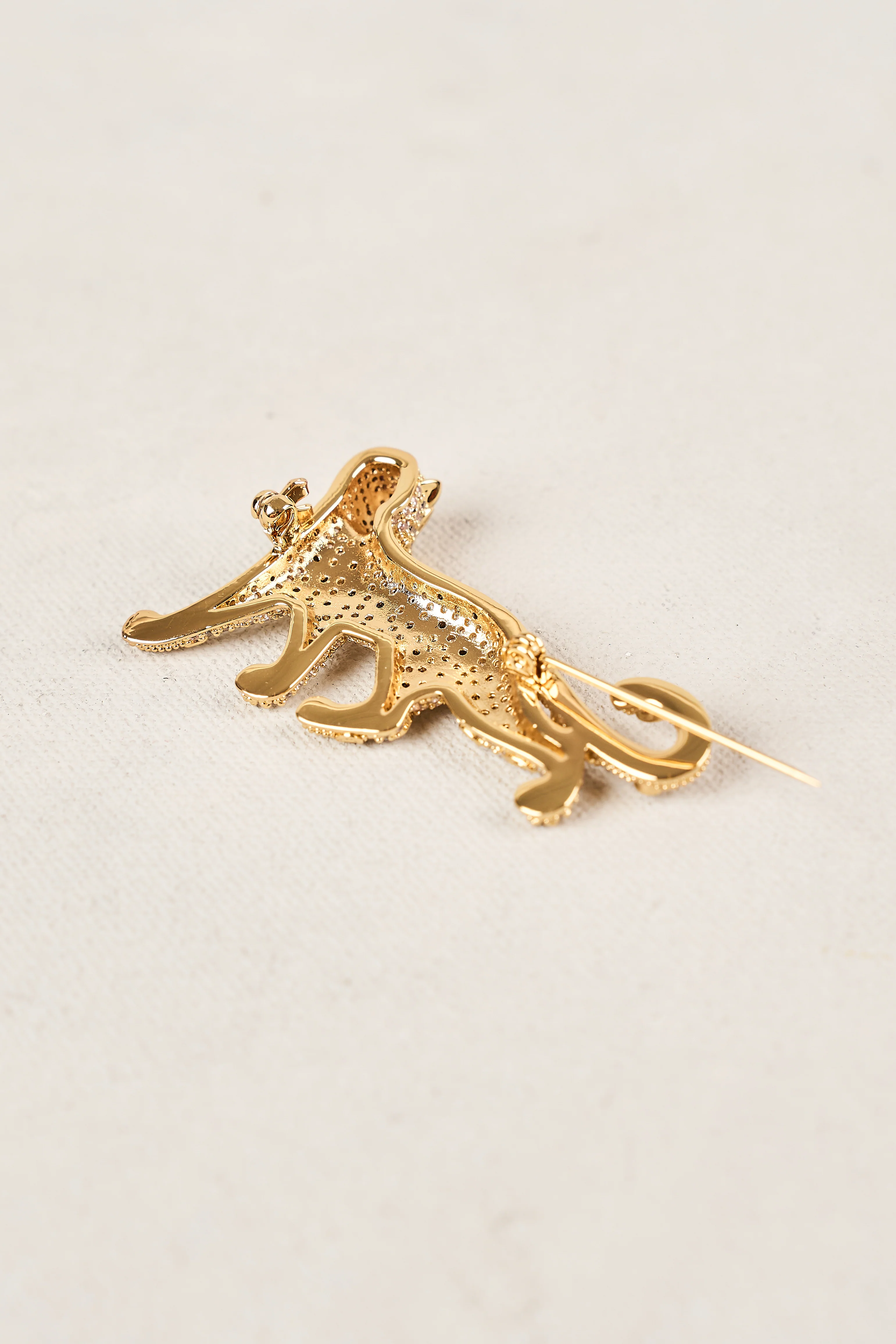 Diamante Panther Brooch - Gold - Image 3
