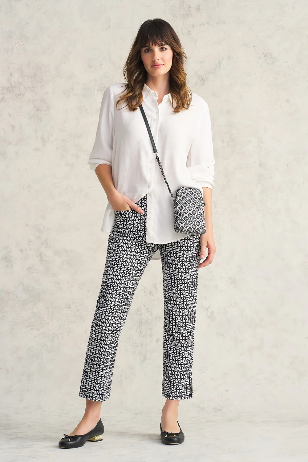 Geo Printed Pant - Black & White Geo - Image 6