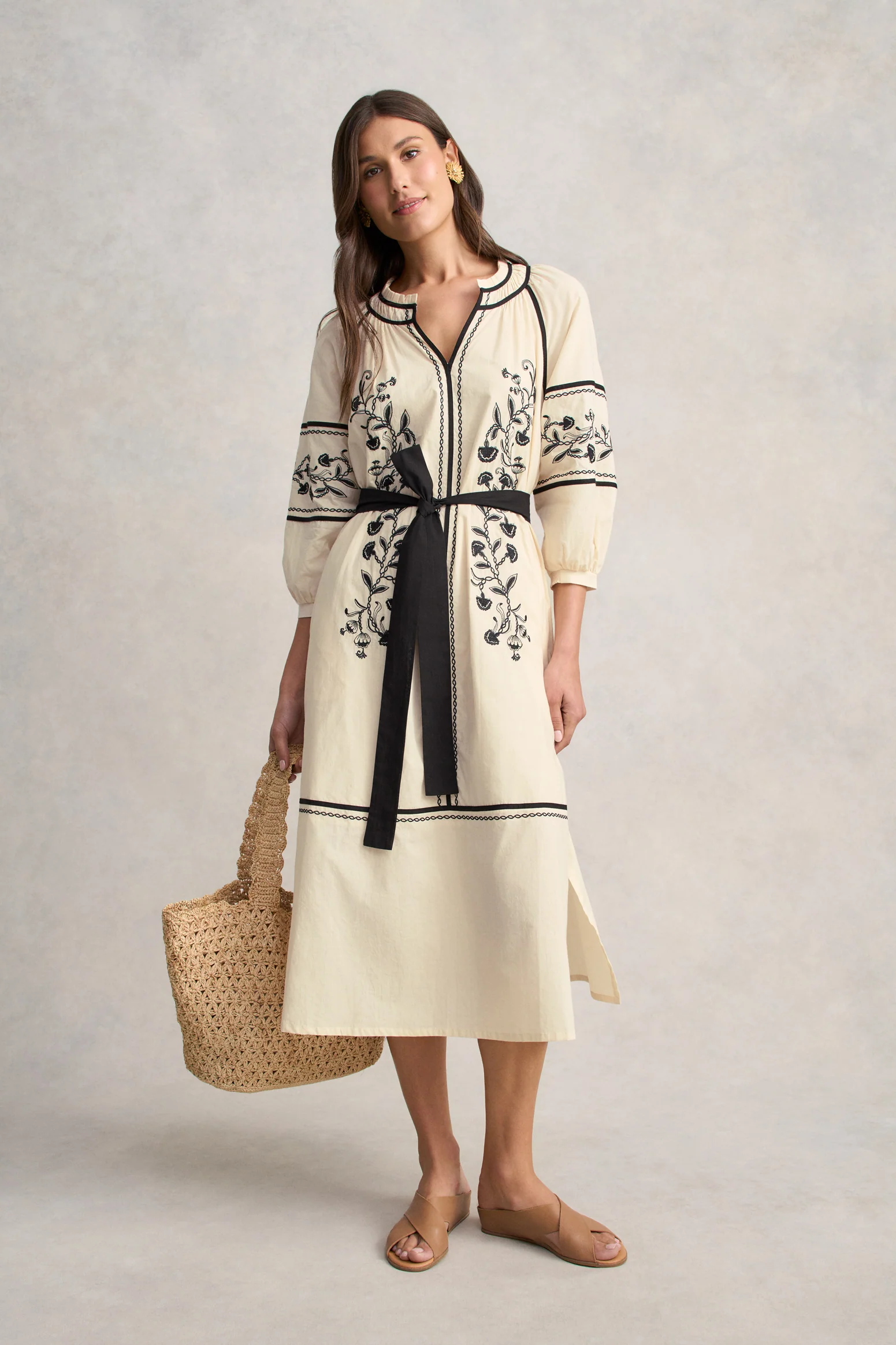 Cotton Kaftan Dress - Ecru - Image 5