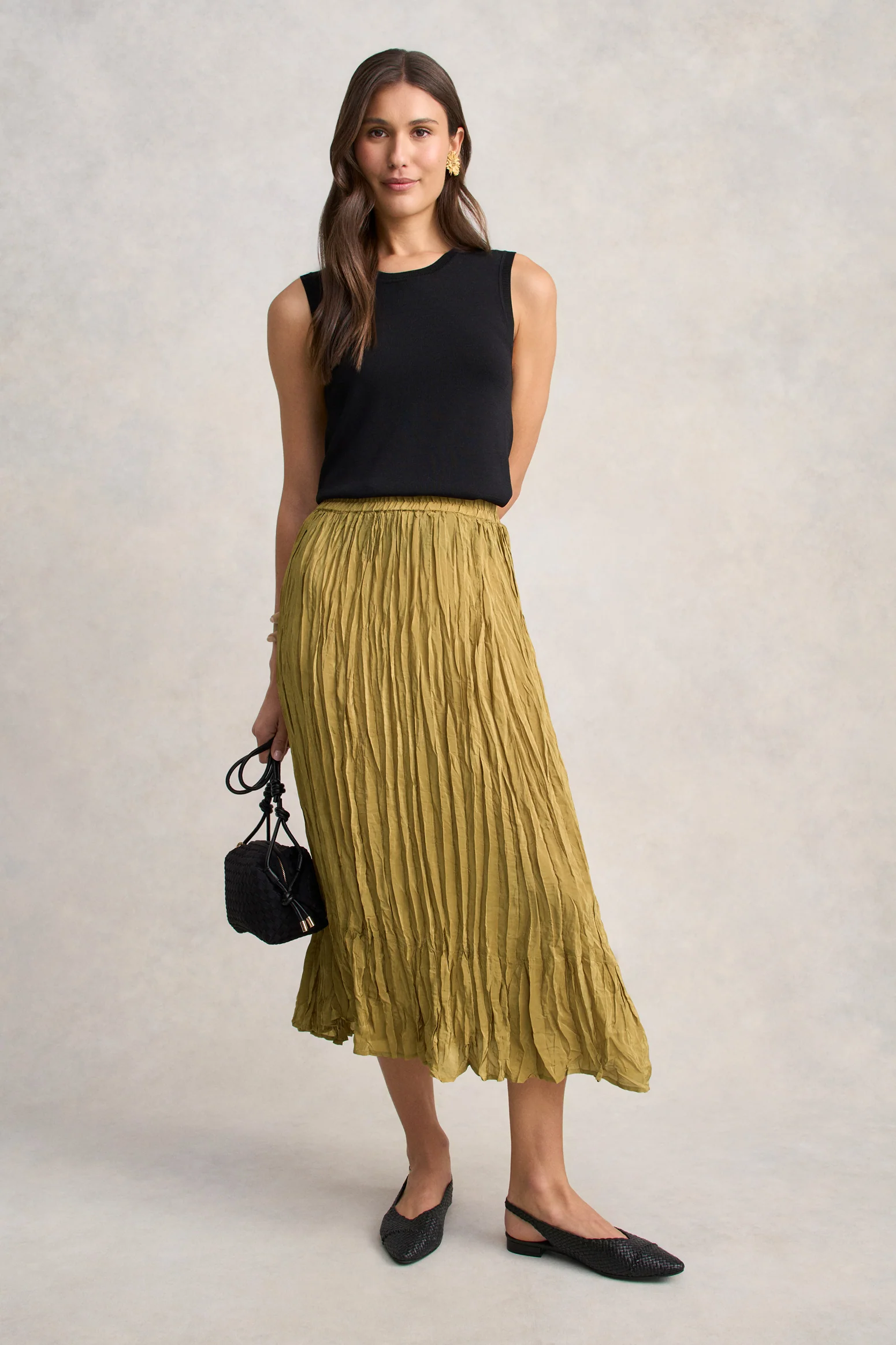 Crushed Midi Skirt - Bronze - Image 4
