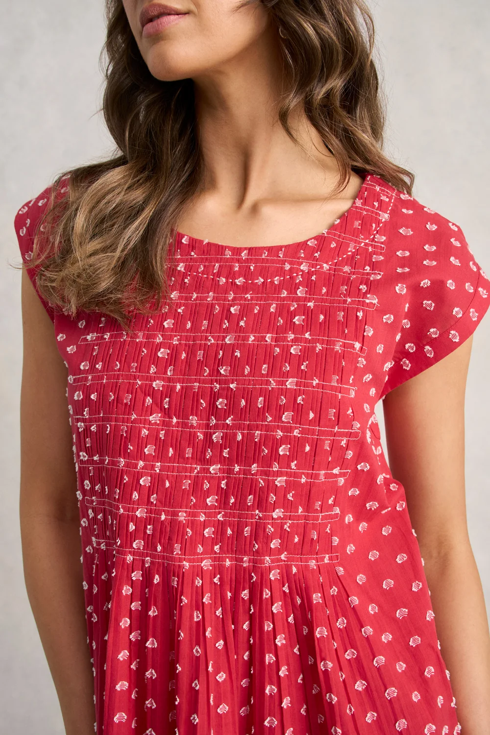 Cotton Shirred Dress - Poppy White Spot - Image 3