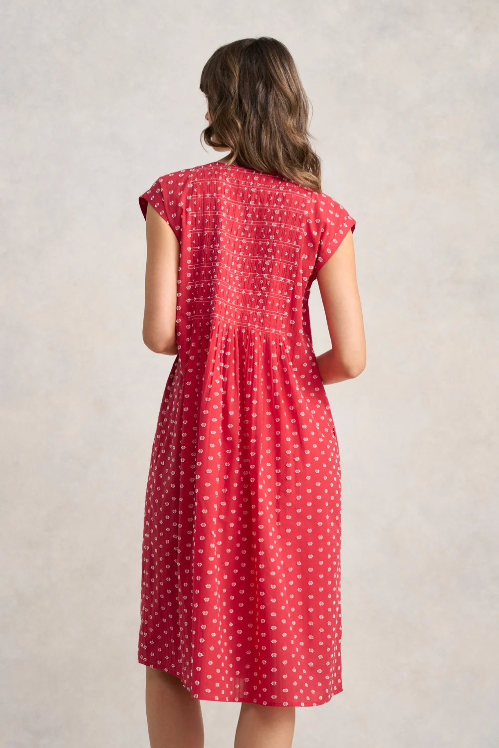 Cotton Shirred Dress - Poppy White Spot - Image 4