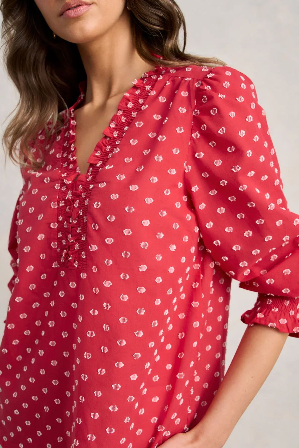 Ruffle Cotton Top - Poppy White Spot - Image 3